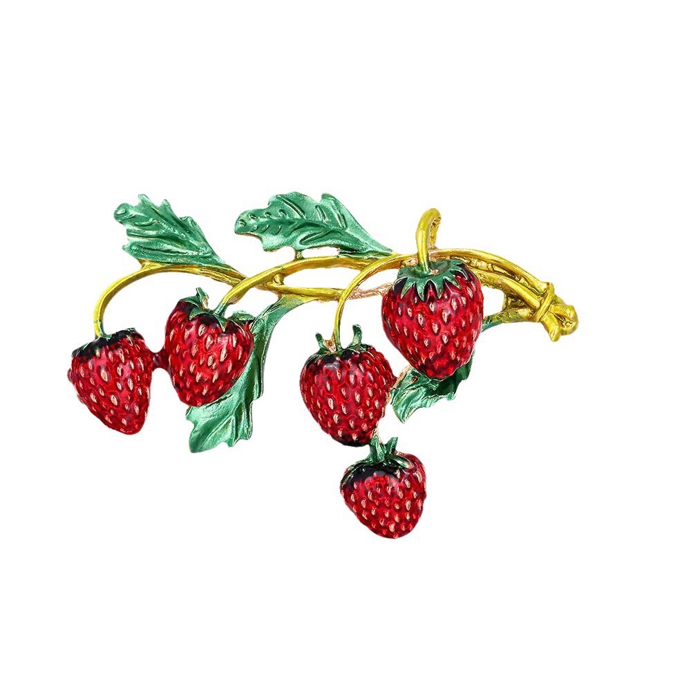 Fashionable oil painting, enamel fruit pins, cute strawberry brooches, cross-border fresh and simple accessories, and coats can be exquisite detail image 5