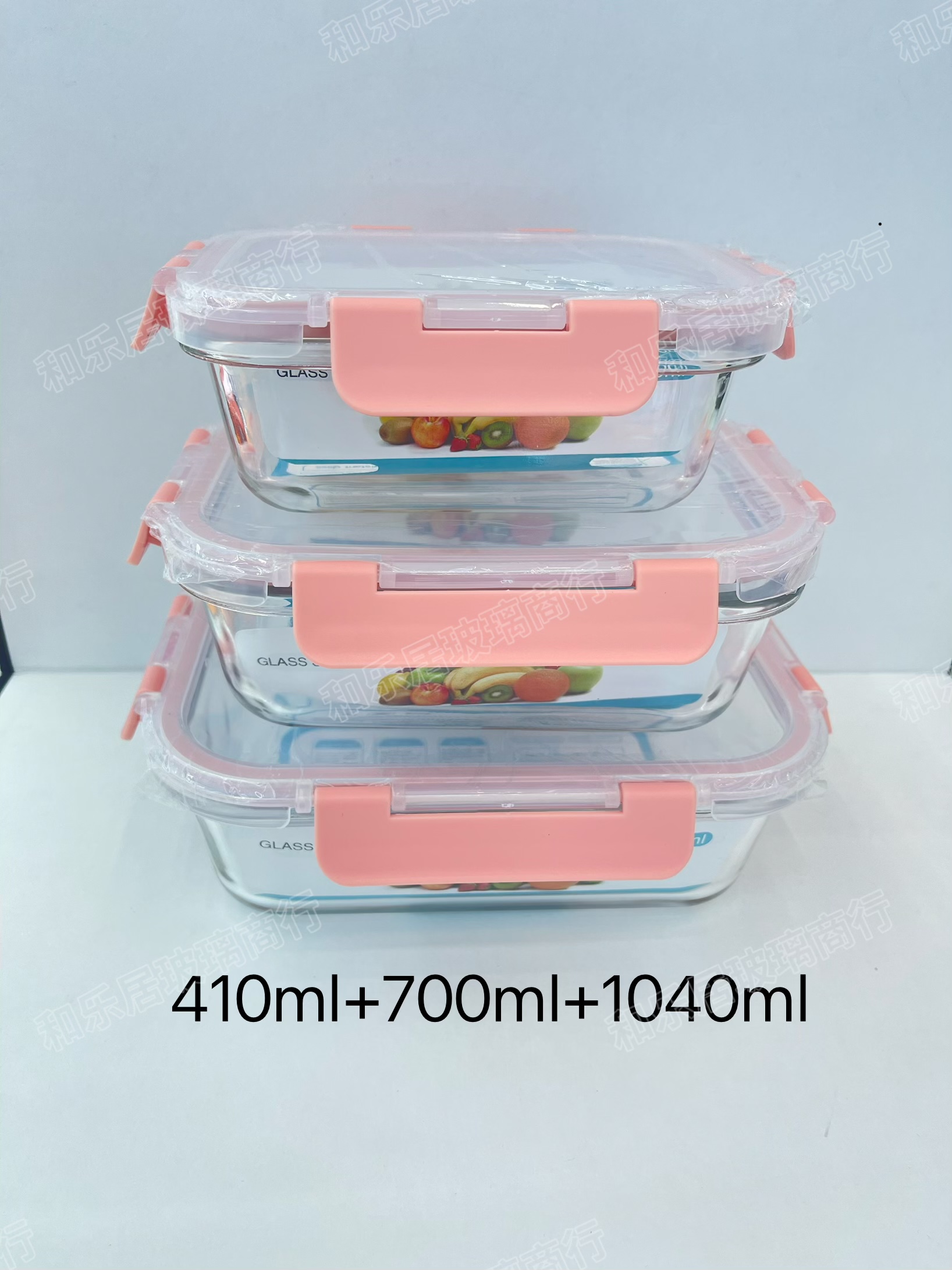 Rectangular glass food storage box, household lunch box