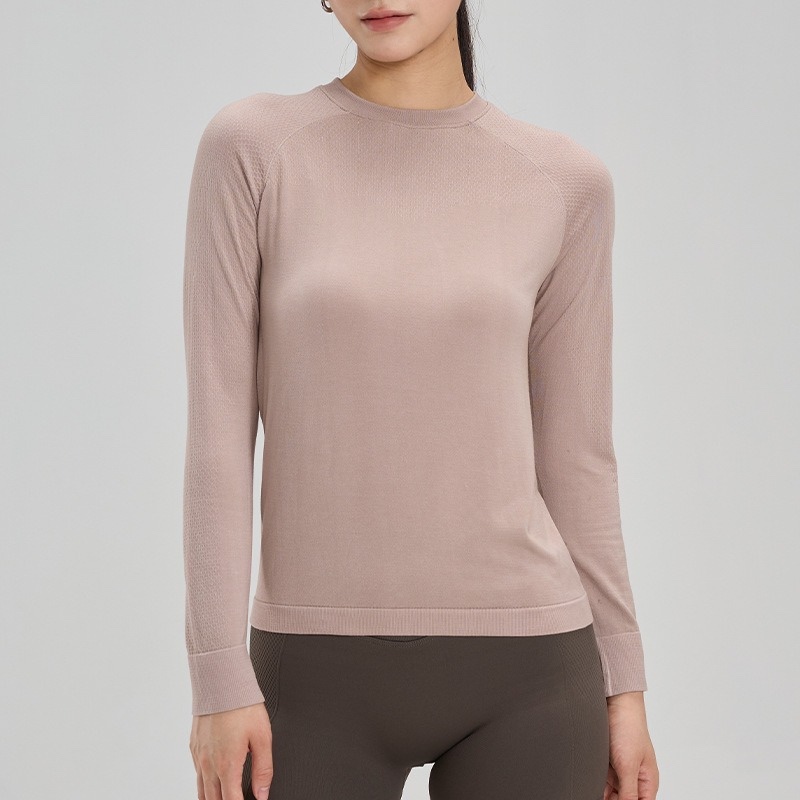 Loose and slimming round-neck yoga wear for women in autumn and winter, versatile and casual long-sleeved Pilates, running and fitness wear Item Picture