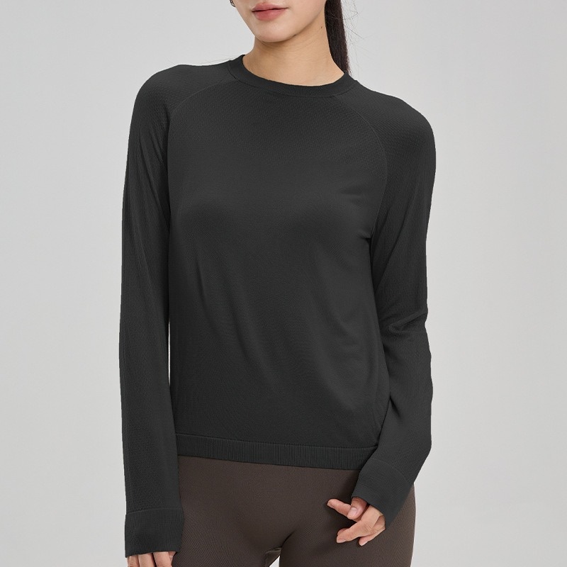 Loose and slimming round-neck yoga wear for women in autumn and winter, versatile and casual long-sleeved Pilates, running and fitness wear Specification image