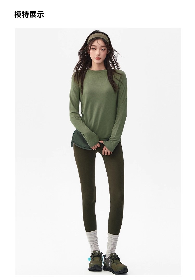 Loose and slimming round-neck yoga wear for women in autumn and winter, versatile and casual long-sleeved Pilates, running and fitness wear detail image 9