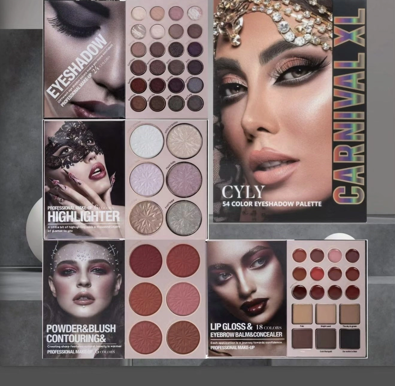 Cross-border cosmetics, makeup set, eyeshadow palette, blush, highlighter contouring lipstick, lip gloss detail image 7