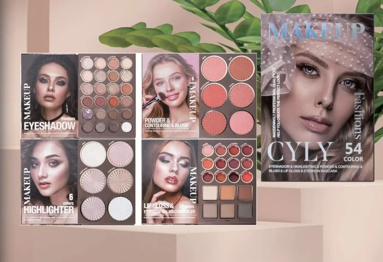 Cross-border cosmetics, makeup set, eyeshadow palette, blush, highlighter contouring lipstick, lip gloss detail image 8