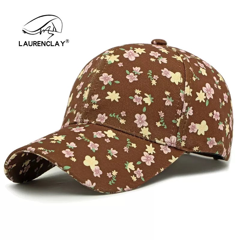 Brown floral baseball cap, women's casual and versatile sun hat, new Spring and summer style detail image 1