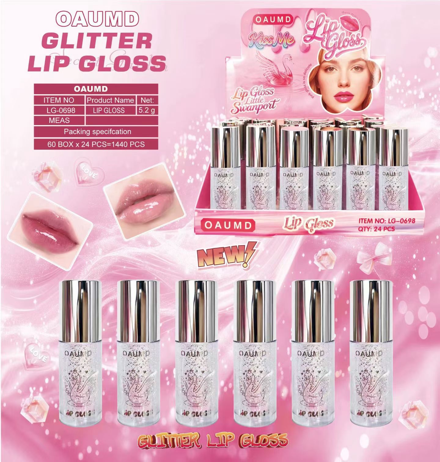 Cross-border Makeup ice cream Texture Lip Gloss 10ml Moisturizing and brightening Lip Makeup Lip Gloss Ice Cream Lip gloss Specification image