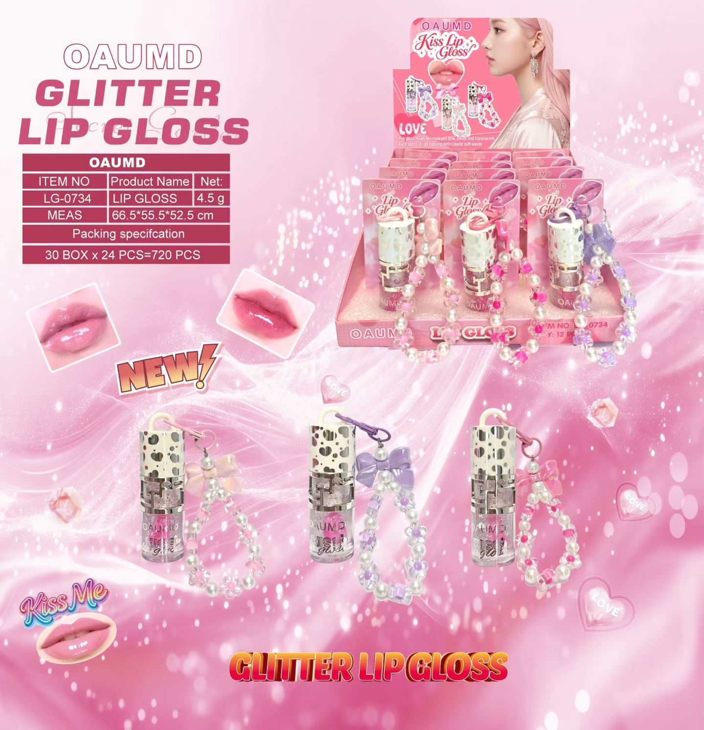 Cross-border makeup, ice cream, two-color lipstick, wearable lip gloss, lip gloss, cross-border makeup, lip gloss tube Specification image