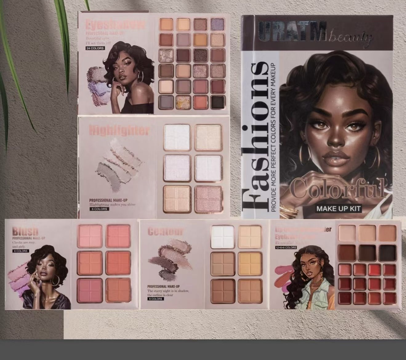 Cross-border cosmetics, makeup set, eyeshadow palette, blush, highlighter contouring lipstick, lip gloss details Picture