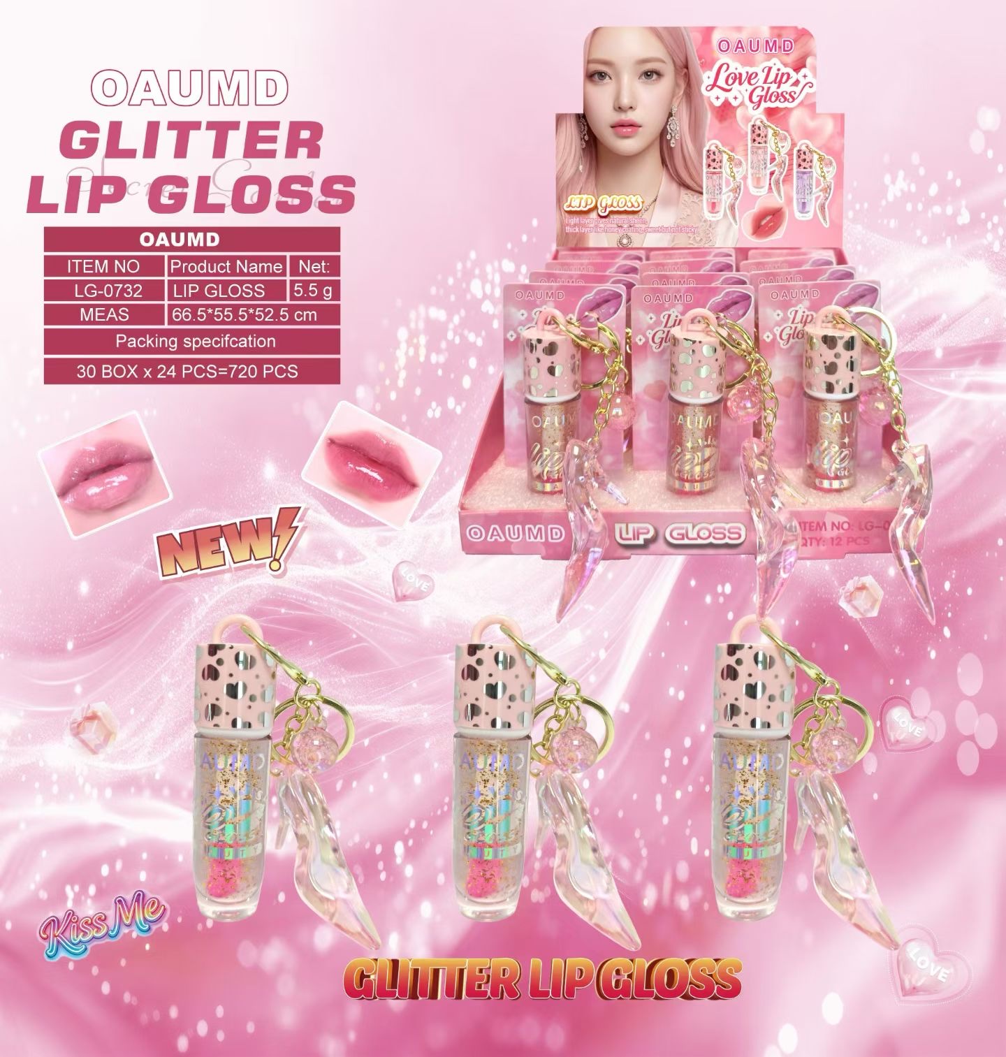 Cross-border makeup, ice cream, two-color lipstick, wearable lip gloss, lip gloss, cross-border makeup, lip gloss tube detail image 2