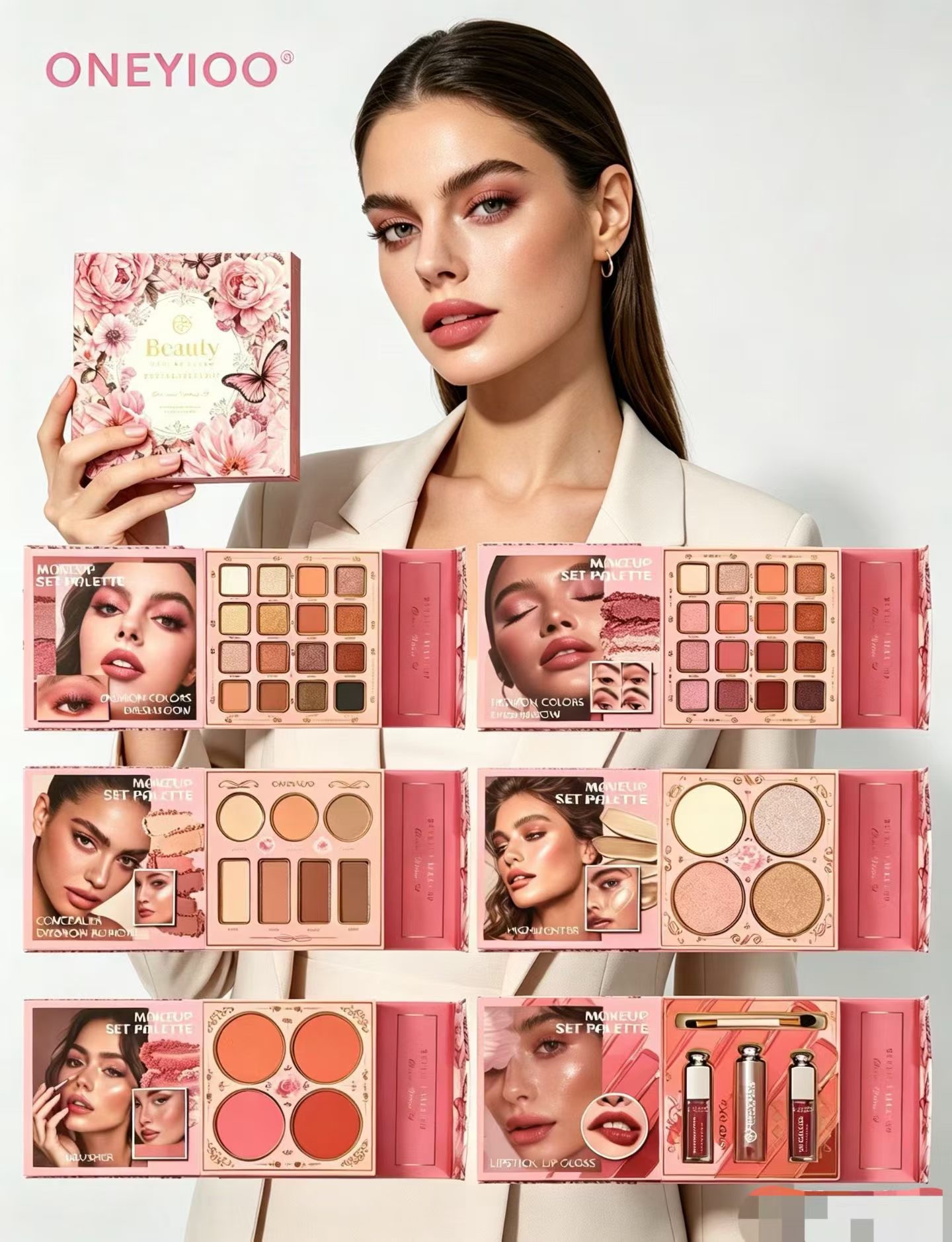 Cross-border makeup set: Eyeshadow, blush, highlight, blush and lip gloss combination set Specification image