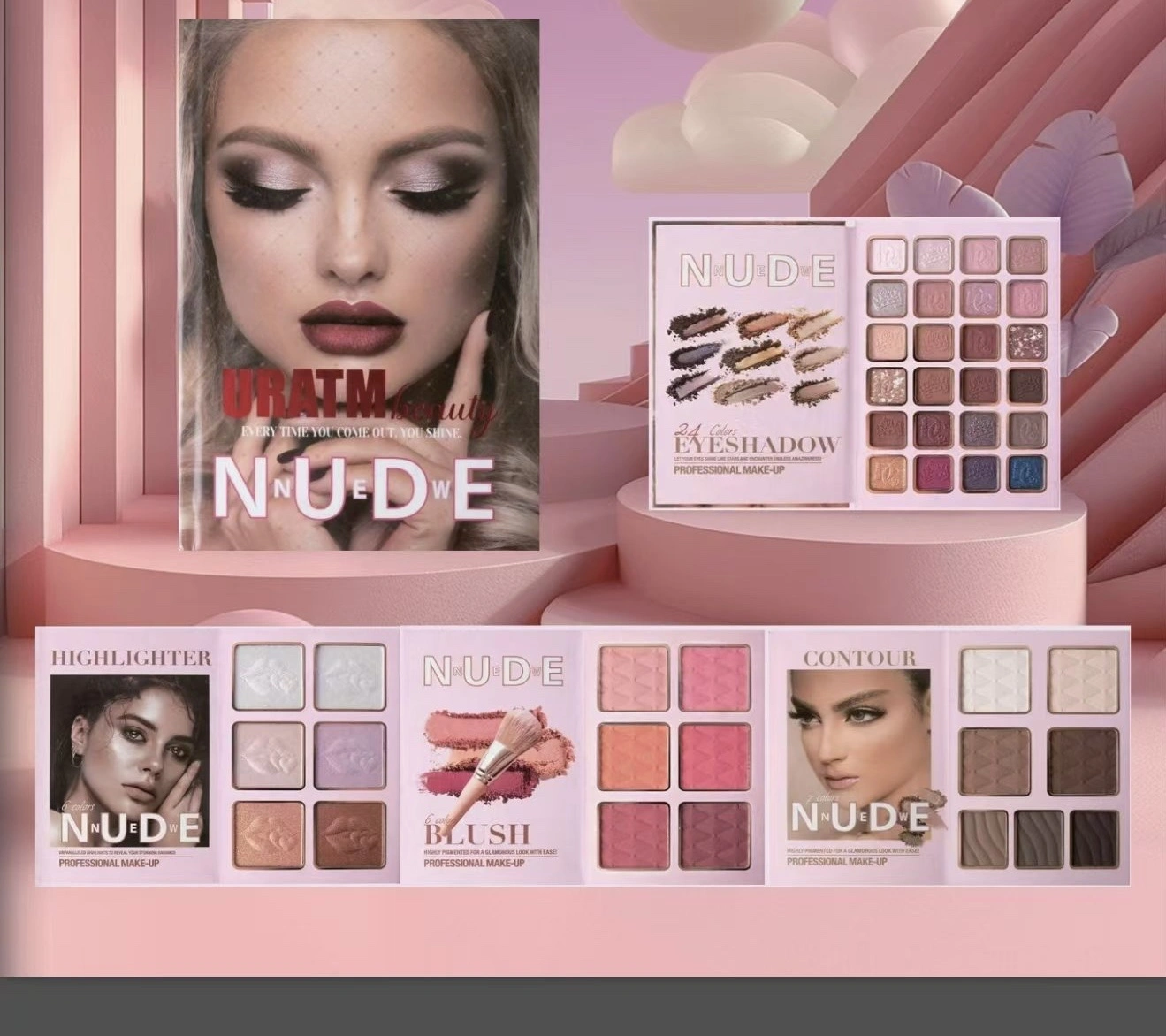 Cross-border cosmetics, makeup set, eyeshadow palette, blush, highlighter contouring lipstick, lip gloss detail image 3