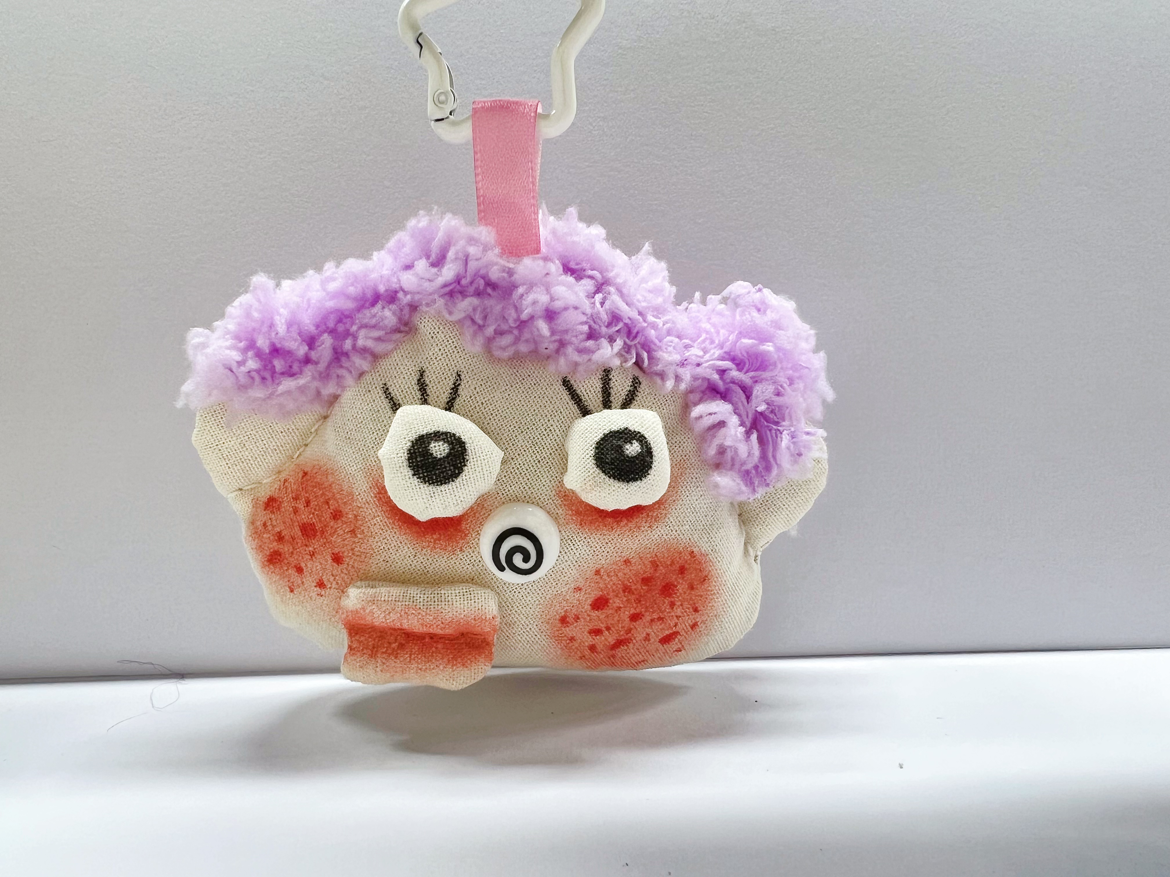 Original handcrafted purple-haired ugly doll bag pendant by Bu Xiaoyu full image