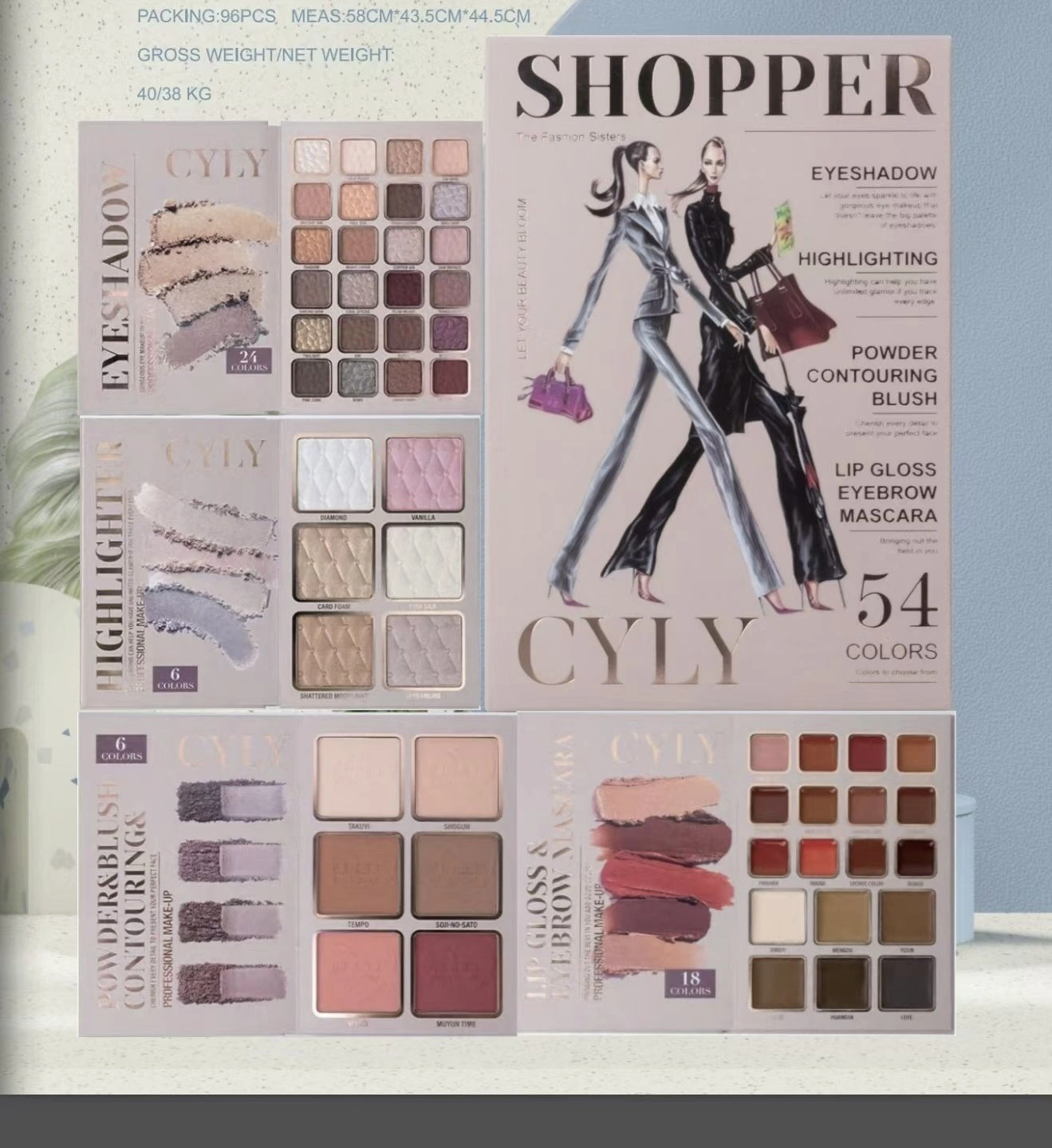 Cross-border cosmetics, makeup set, eyeshadow palette, blush, highlighter contouring lipstick, lip gloss detail image 6