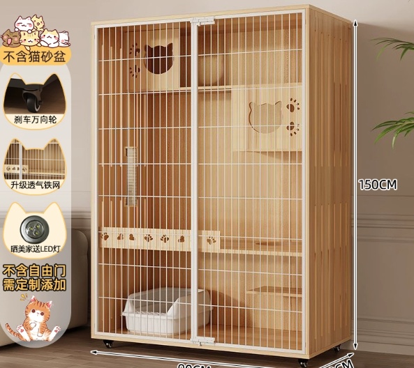 High-door cat cages, iron-wood eco-friendly board cat houses, multi-cat metal grid doors with breathable and eco-friendly board sides, multi-layer cat cage houses, custom-made cat cages for the entire house