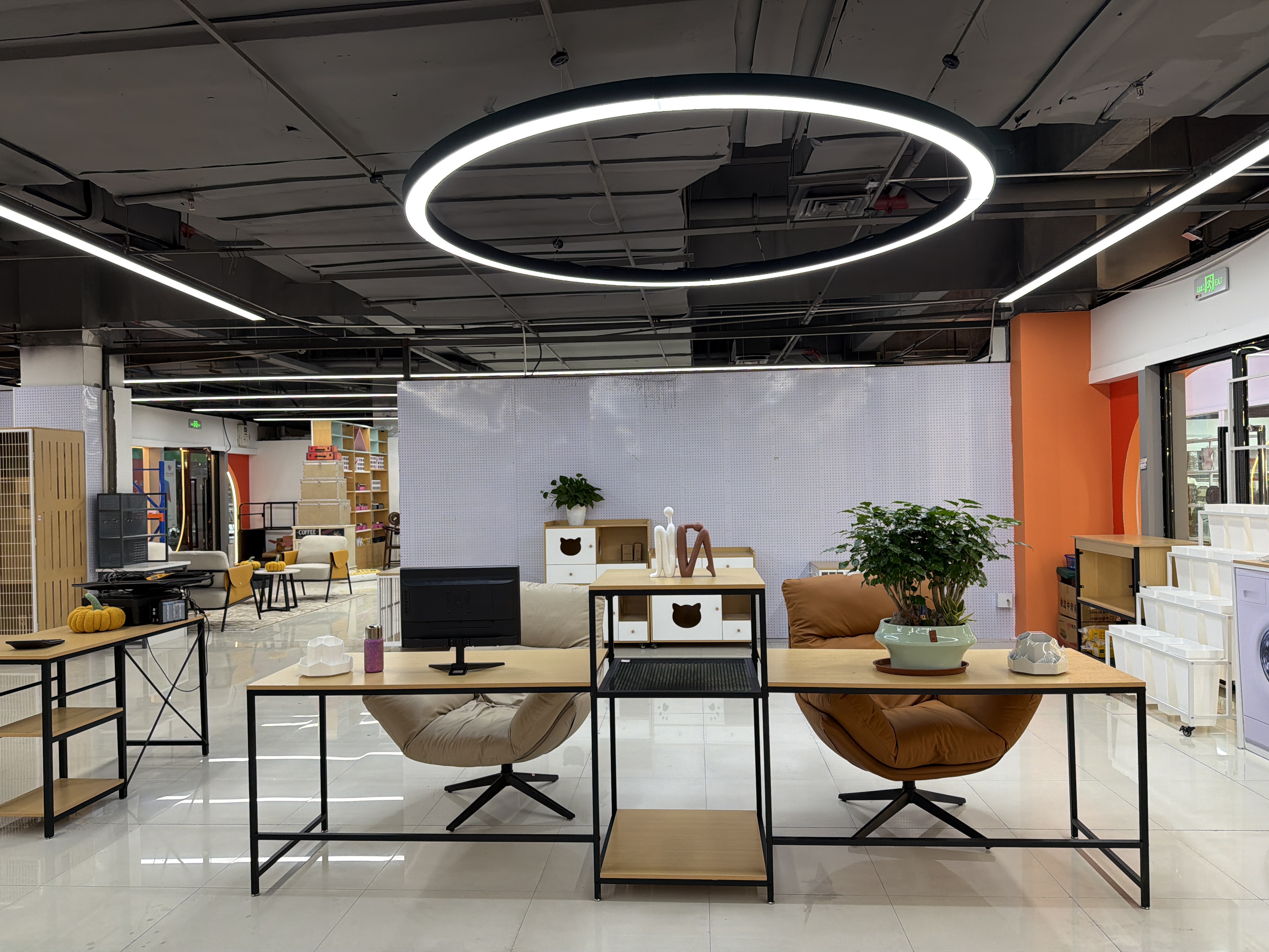 Assemble simple office desks; Double-seater desk with storage rack; Two-person desk at home detail image 2