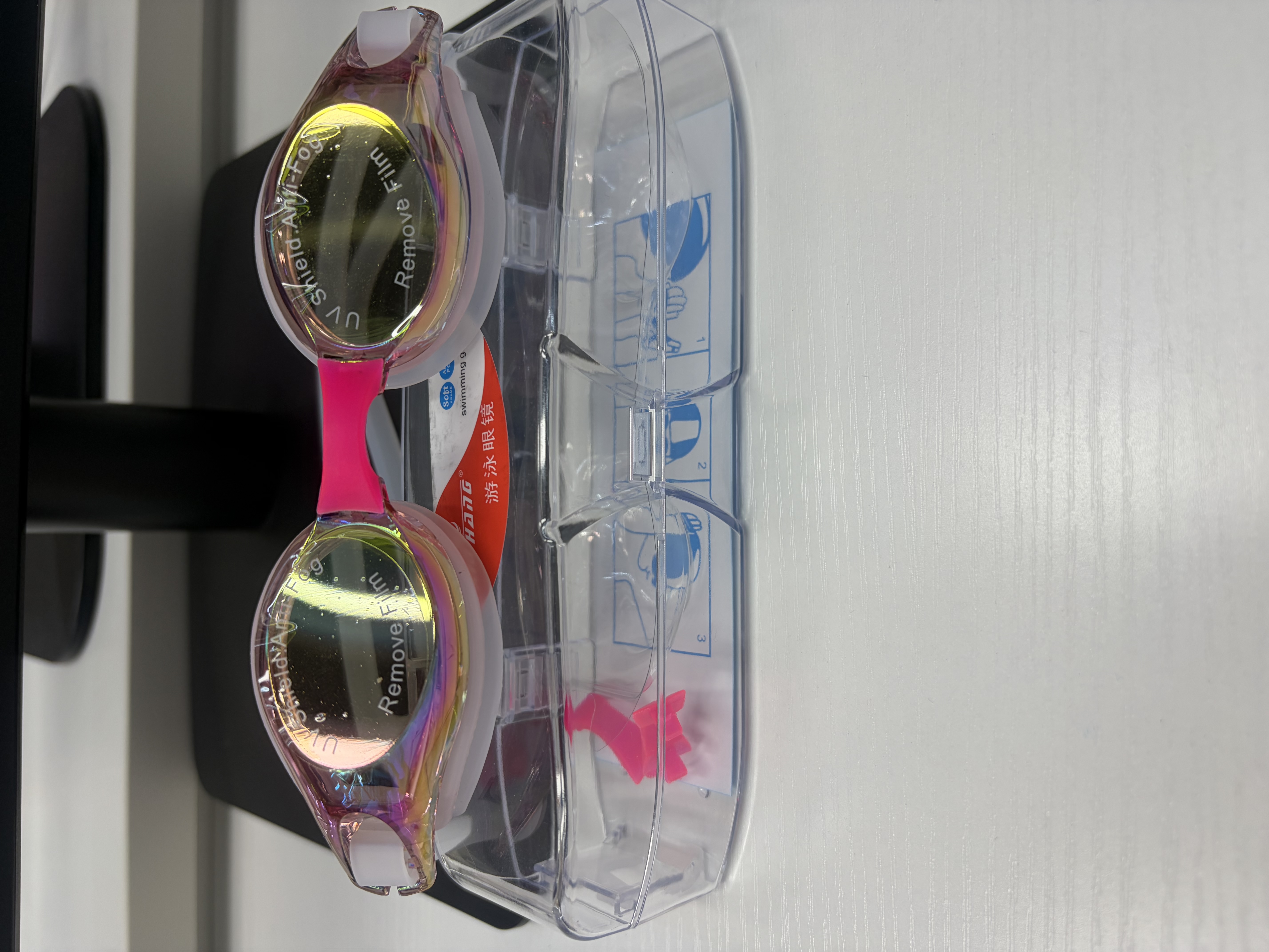 Pink silicone anti-fog swimming goggles, women's comfortable fit swimming goggles, adult swimming goggles, adult swimming goggles, adult swimming goggles detail image 1