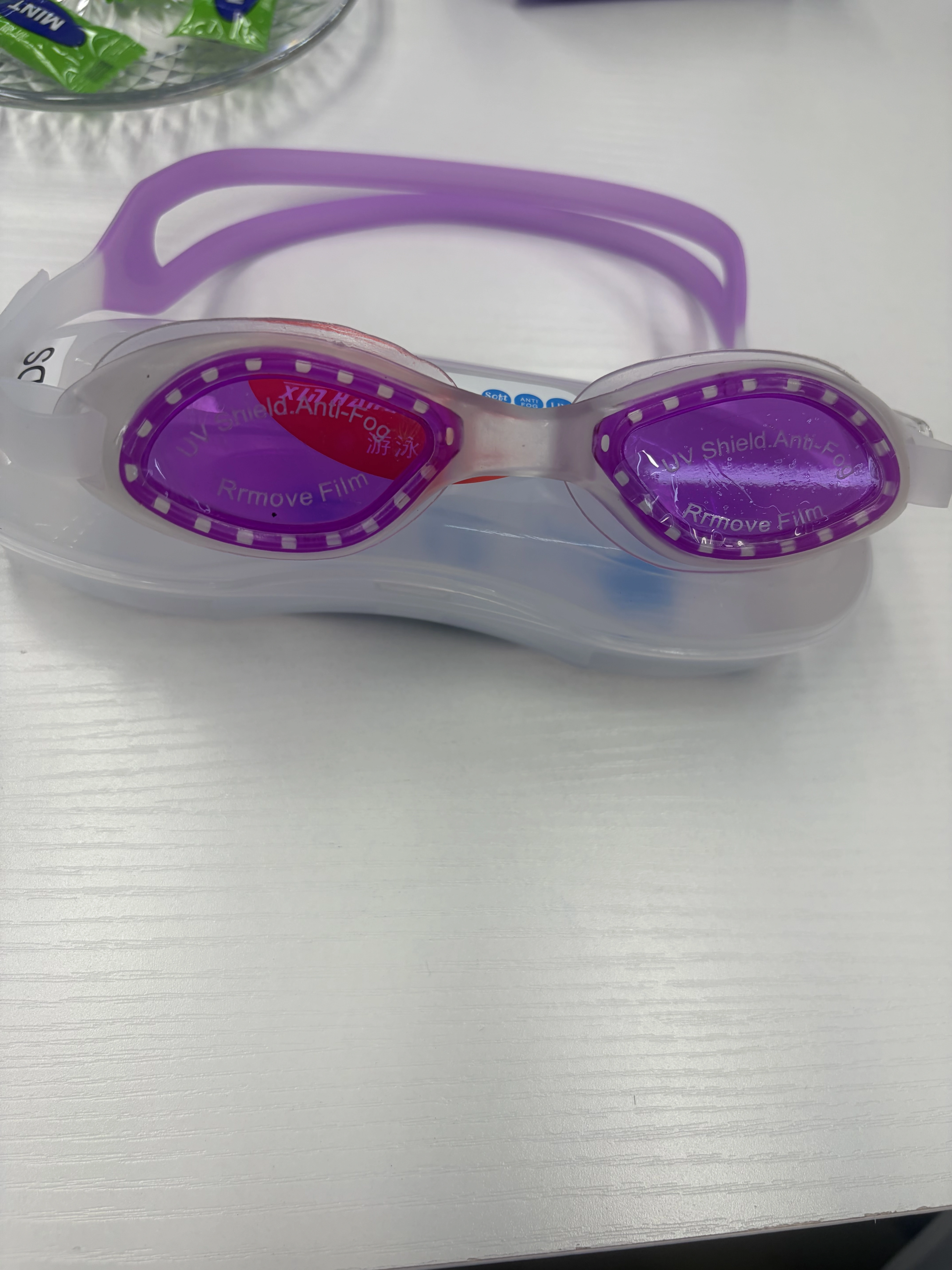 Purple anti-fog swimming goggles are suitable for both men and women, providing a comfortable fit and high-definition vision for swimming and eye protection detail image 1