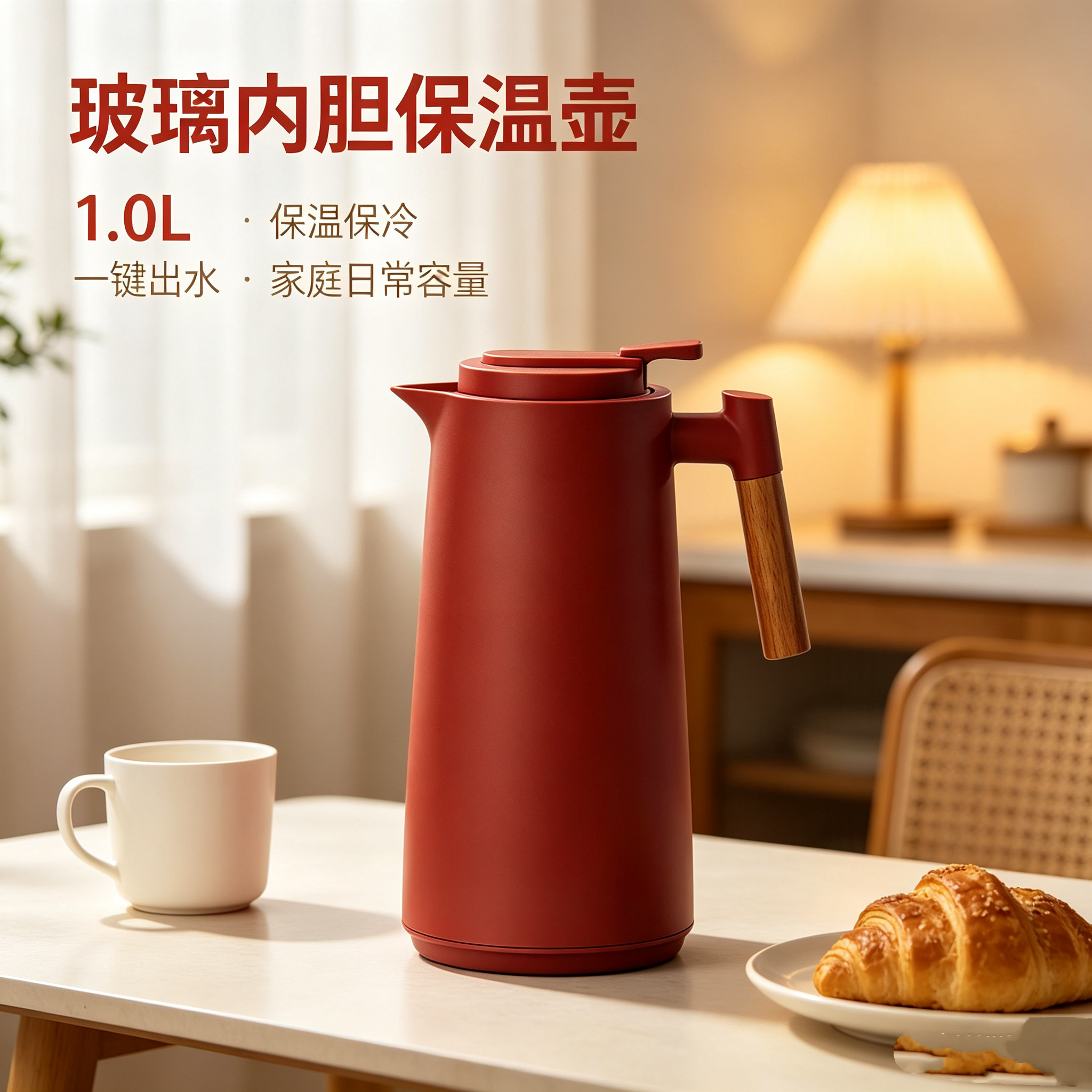 1.0L glass inner liner insulated kettle detail image 2
