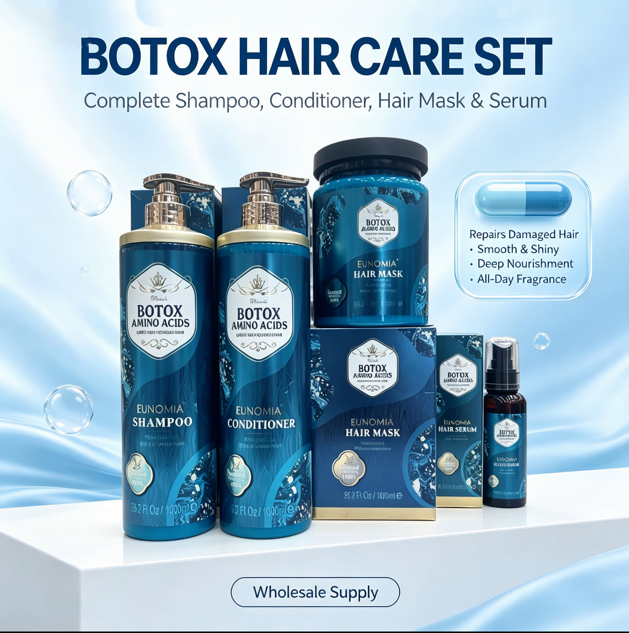 EUNOMIA Blue Botox Amino Acid Hair Care Set, Shampoo, Condit