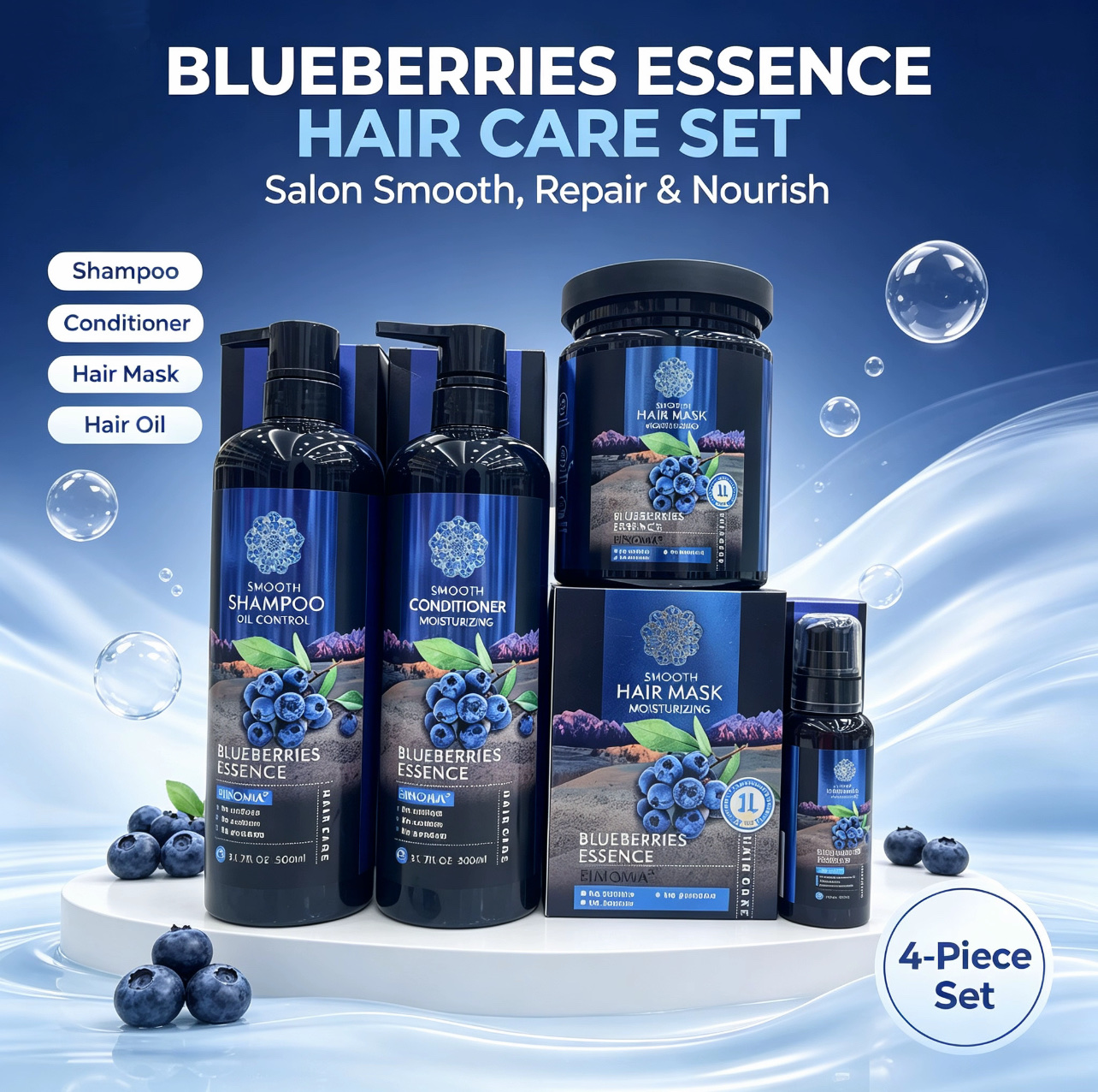 EUNOMIA Blueberries Essence 4-Piece Hair Care Set, Sulfate-F