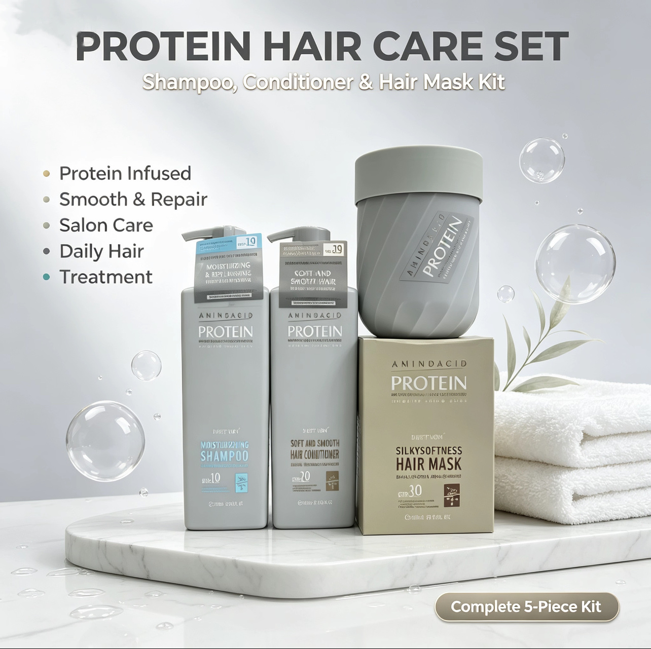 Duft Von Amino Acid Protein 3Pcs Hair Care Set, Shampoo Cond