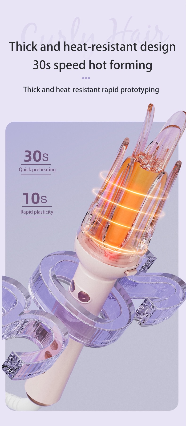 Cross-border fully automatic curling iron 32mm hair perming wonder, no damage to hair, long-lasting styling, student large wave hair perming device, perfect curling iron straightening device, curling iron straightening device, straight plate clip detail image 12