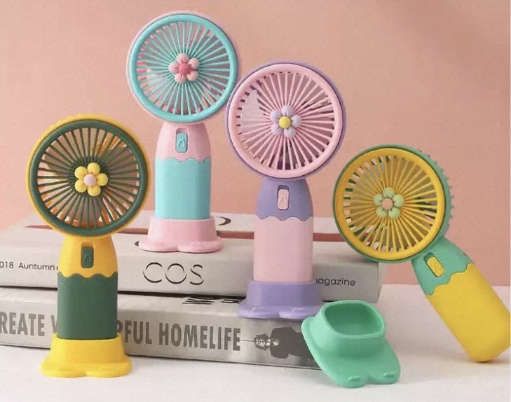 New handheld fan mini portable desktop fan stand USB charging souvenir gift detail image 5