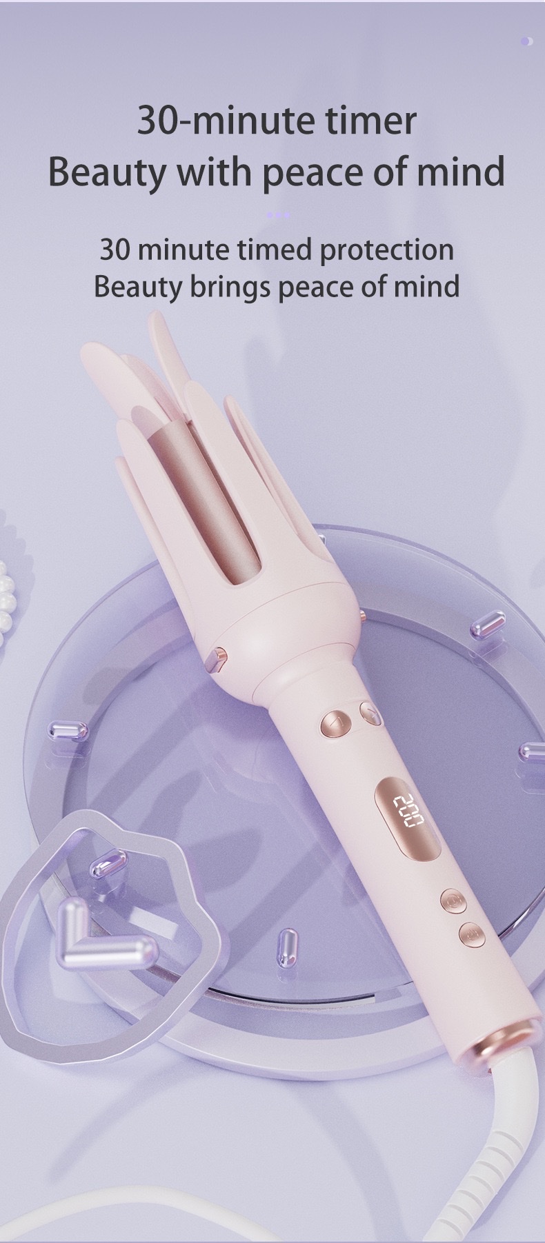 Cross-border fully automatic curling iron 32mm hair perming wonder, no damage to hair, long-lasting styling, student large wave hair perming device, perfect curling iron straightening device, curling iron straightening device, straight plate clip detail image 10