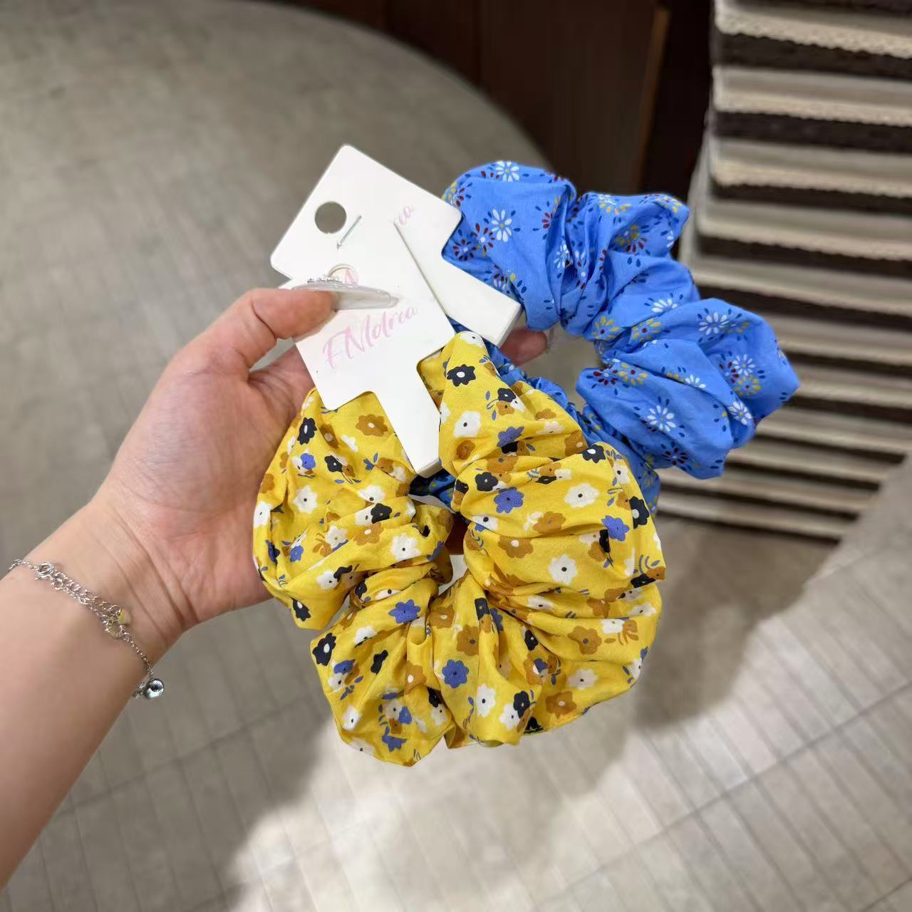 miu系清新小碎花大肠发圈 女夏季彩色布艺头绳 学生氛围感扎发头饰发圈大肠发圈饰品