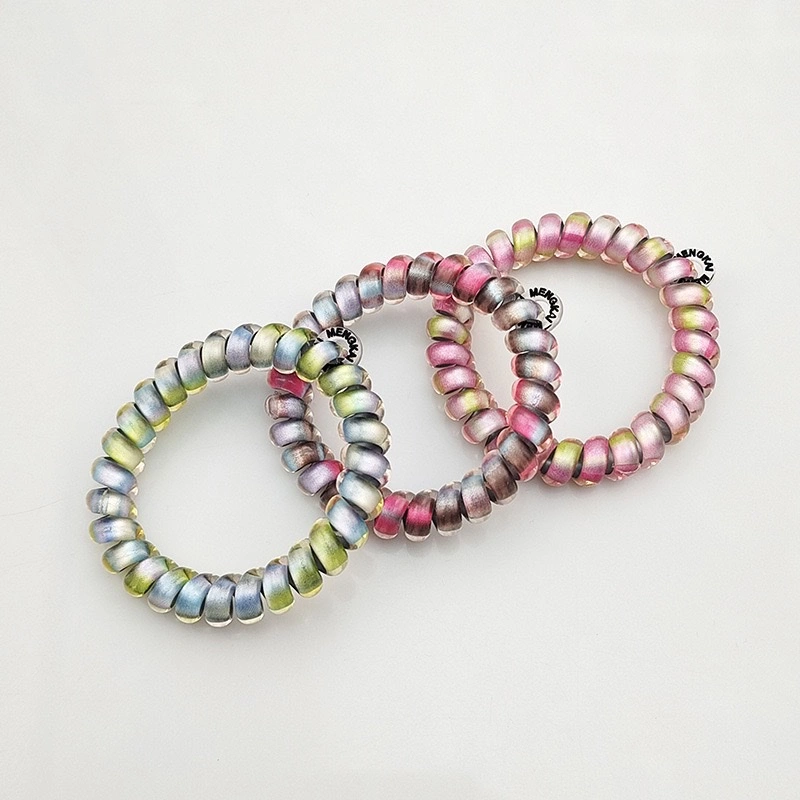 European and American high-end gradient aurora love telephone line hair band, high school girls' elastic hair tie that doesn't damage hair, wristband, headwear and hair accessory detail image 3