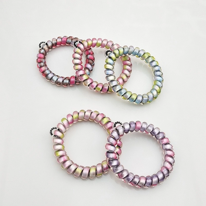 European and American high-end gradient aurora love telephone line hair band, high school girls' elastic hair tie that doesn't damage hair, wristband, headwear and hair accessory detail image 1