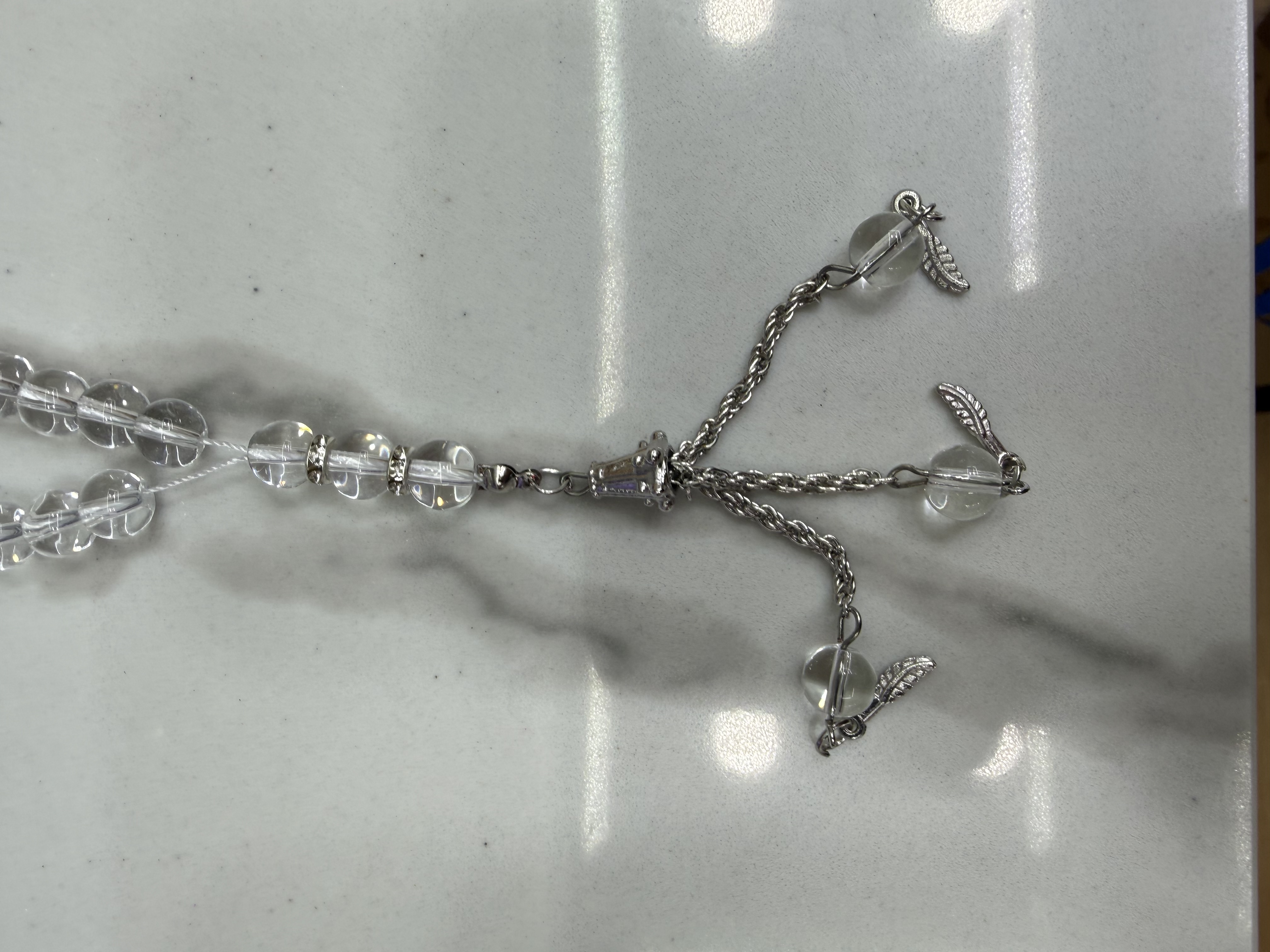 33 transparent glass Muslim prayer beads, alloy whisk tips, fifty to twelve per piece. The price is the unit price details Picture
