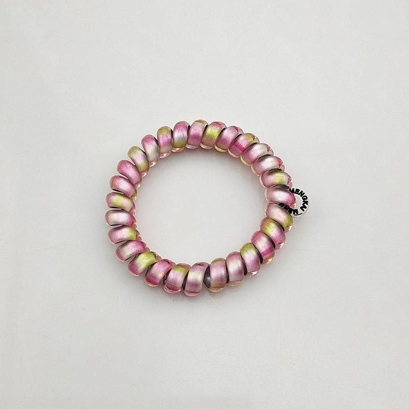 European and American high-end gradient aurora love telephone line hair band, high school girls' elastic hair tie that doesn't damage hair, wristband, headwear and hair accessory detail image 4