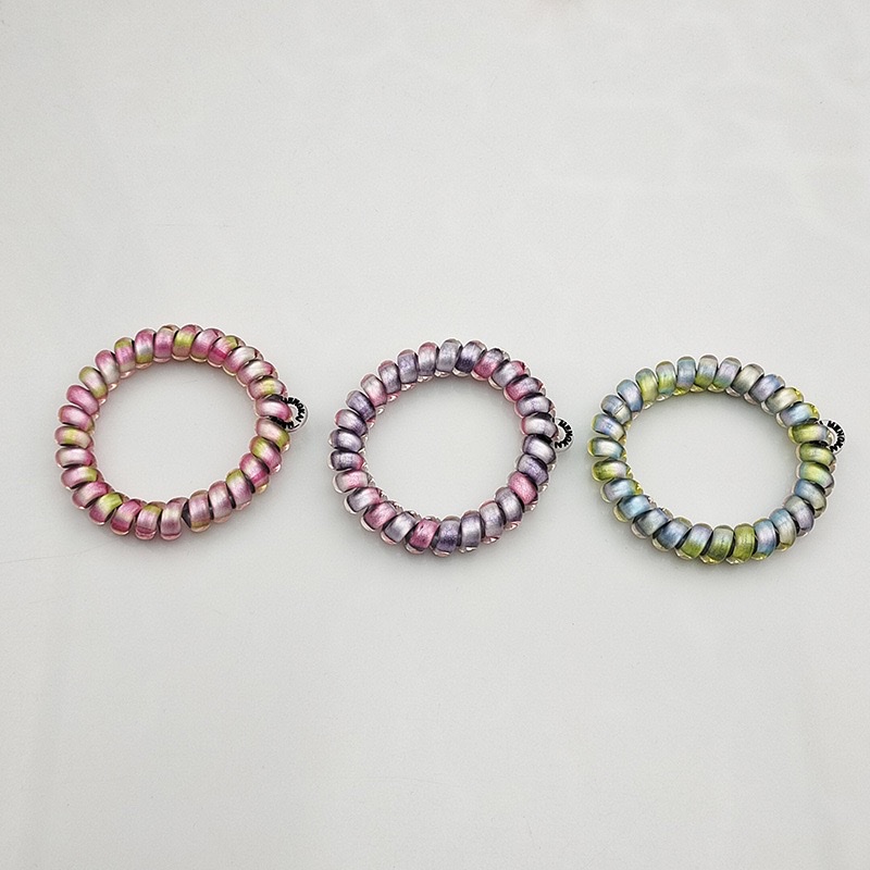 European and American high-end gradient aurora love telephone line hair band, high school girls' elastic hair tie that doesn't damage hair, wristband, headwear and hair accessory