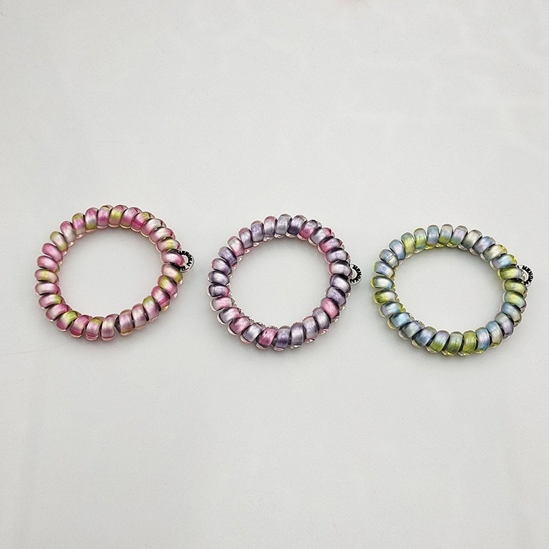 European and American high-end gradient aurora love telephone line hair band, high school girls' elastic hair tie that doesn't damage hair, wristband, headwear and hair accessory detail image 2