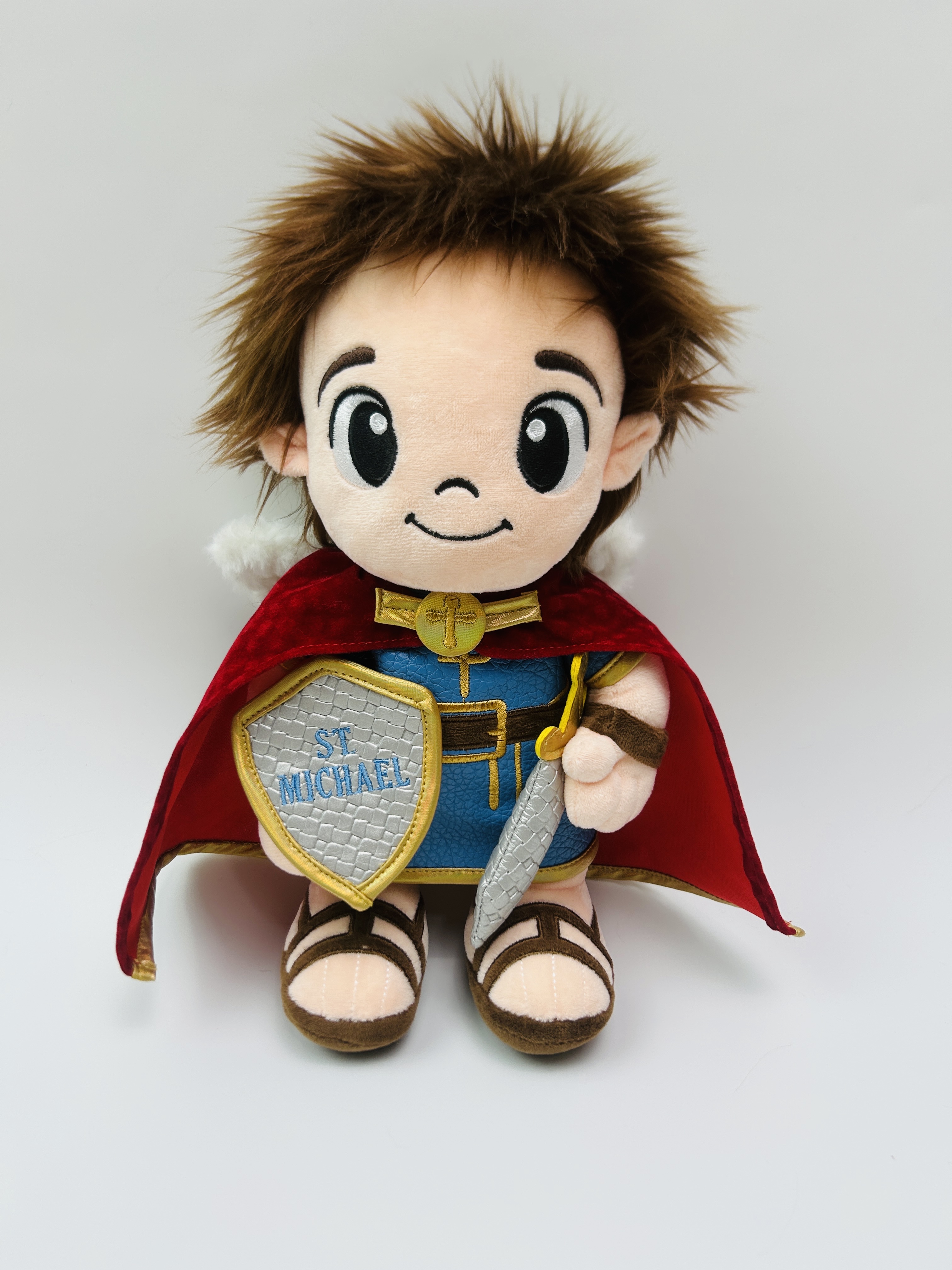 Original little knight plush toy with cape, angel wings, little boy doll, claw machine gift, children's plush toy details Picture