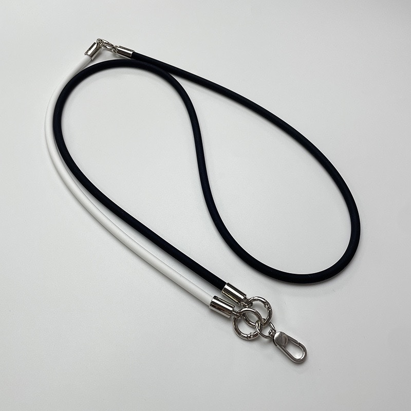 The 6mm three-in-one silicone phone lanyard can be hung around the neck, crossed diagonally, on the wrist, and used in various scenarios such as mobile phones, cameras, water cups, and more Item Picture