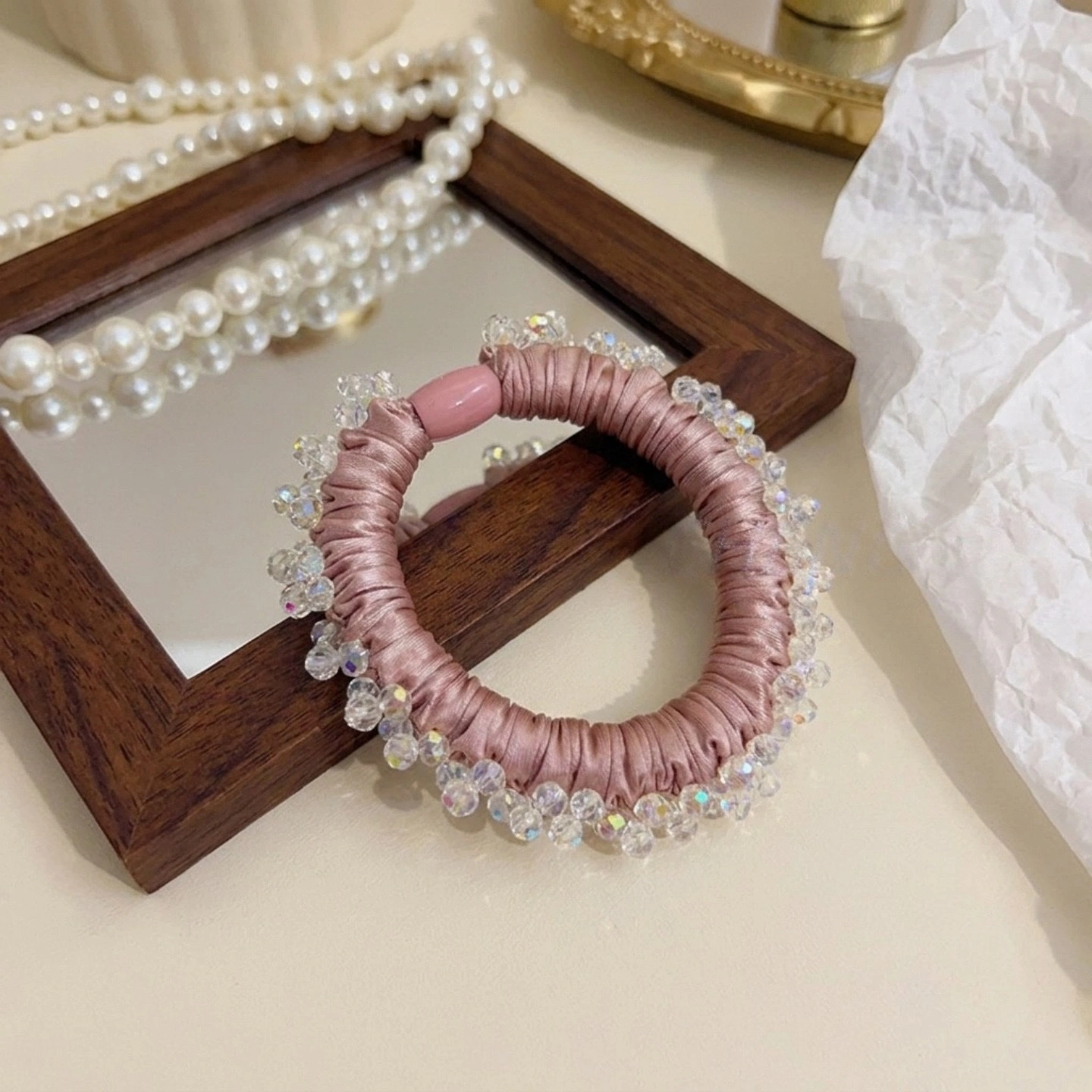 New high-end crystal hair bands from Korean style, high-elasticity hair ties, durable hair bands and hair ties that won't damage hair, hair ties and hair accessories detail image 3