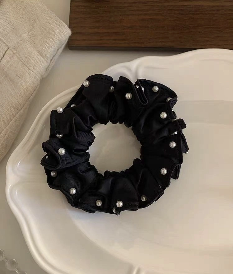 Pearl mesh large intestine hair band for women, high-end hair accessory, hair tie, versatile, exquisite bun hairstyle, ponytail detail image 6
