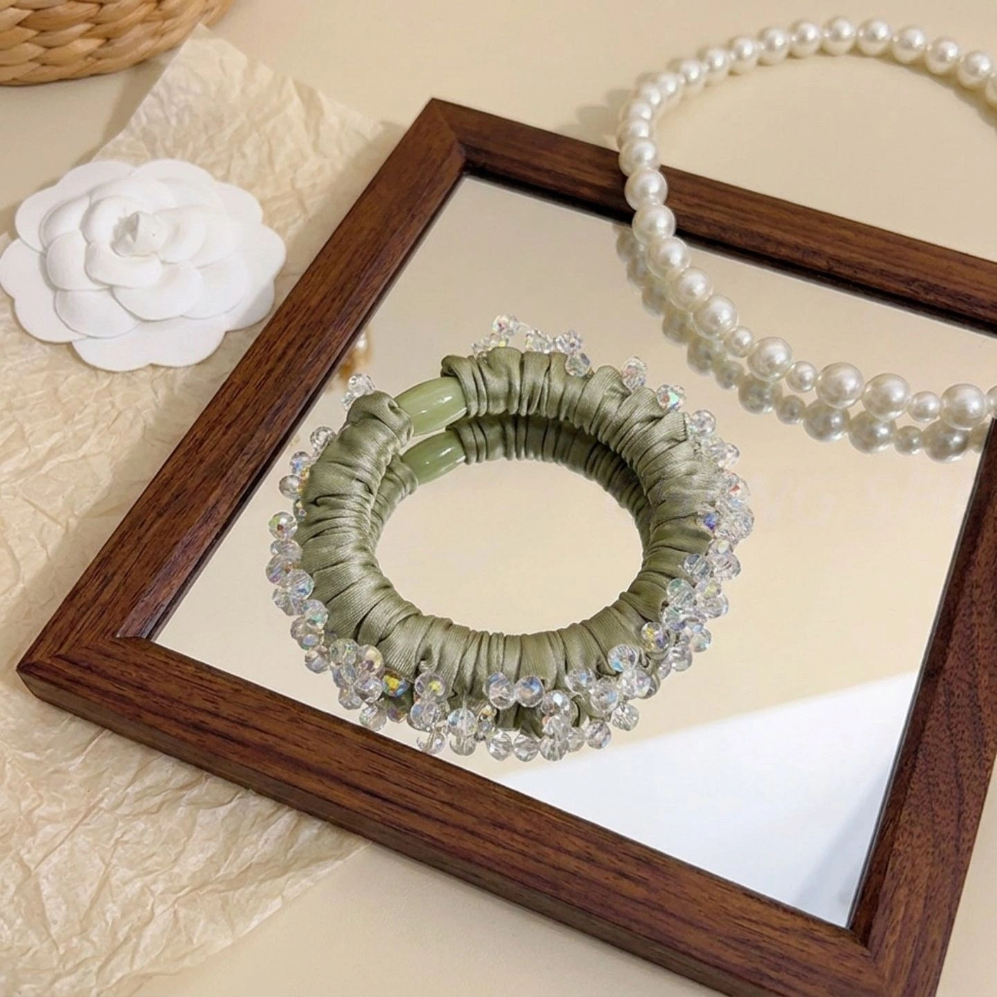 New high-end crystal hair bands from Korean style, high-elasticity hair ties, durable hair bands and hair ties that won't damage hair, hair ties and hair accessories detail image 4
