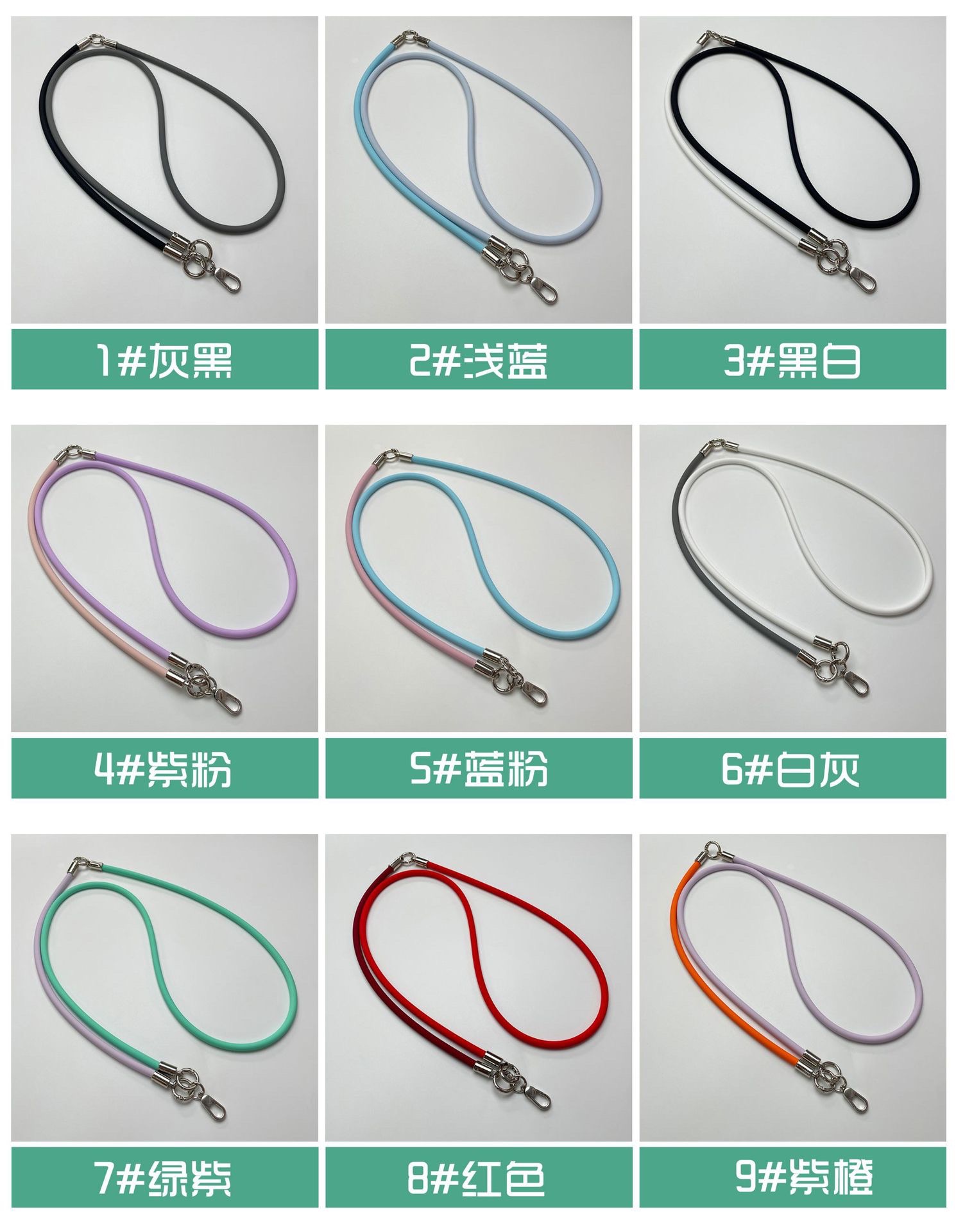 The 6mm three-in-one silicone phone lanyard can be hung around the neck, crossed diagonally, on the wrist, and used in various scenarios such as mobile phones, cameras, water cups, and more detail image 2