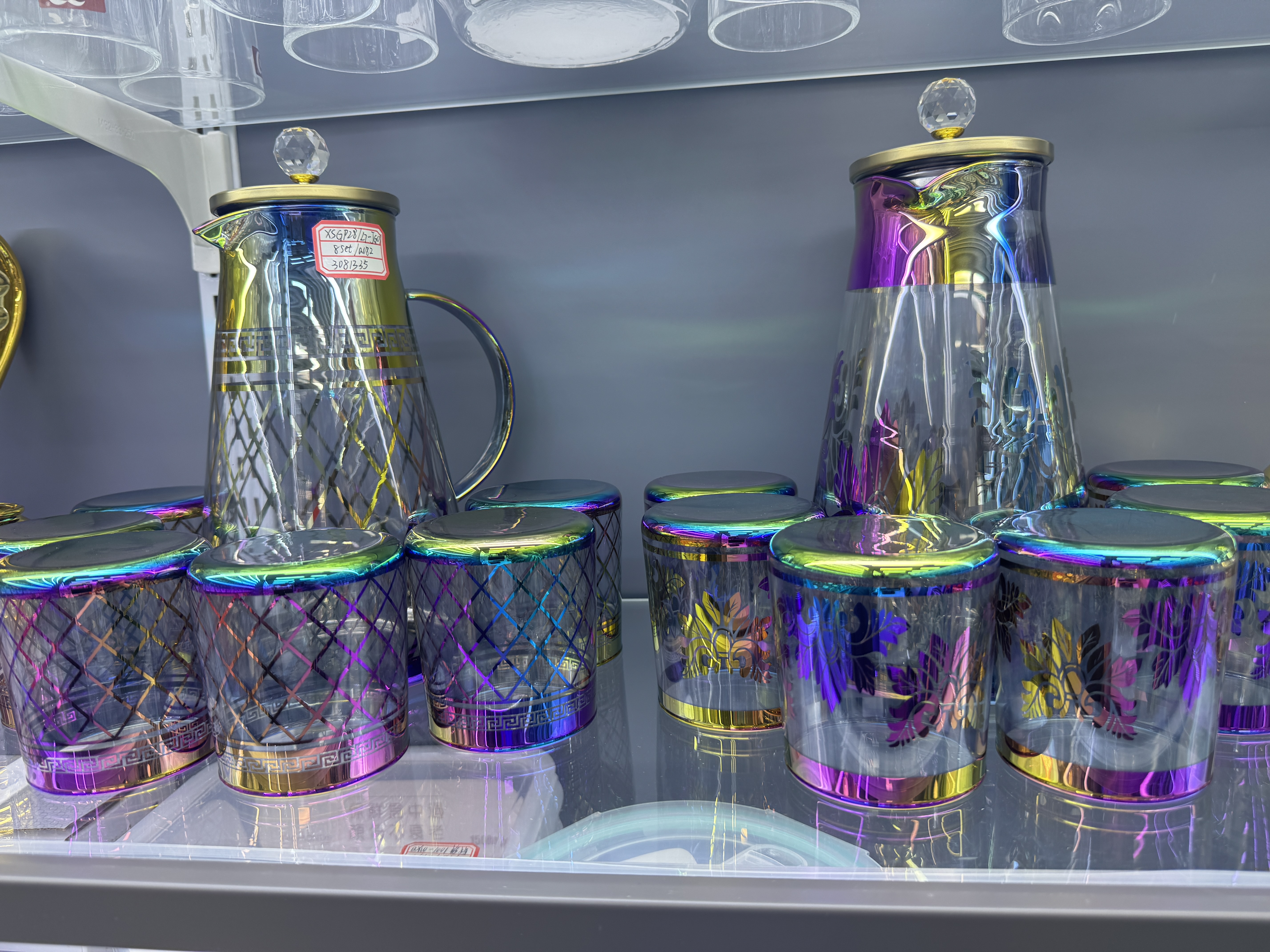 玻璃7件套水具玻璃水杯套白底实物图