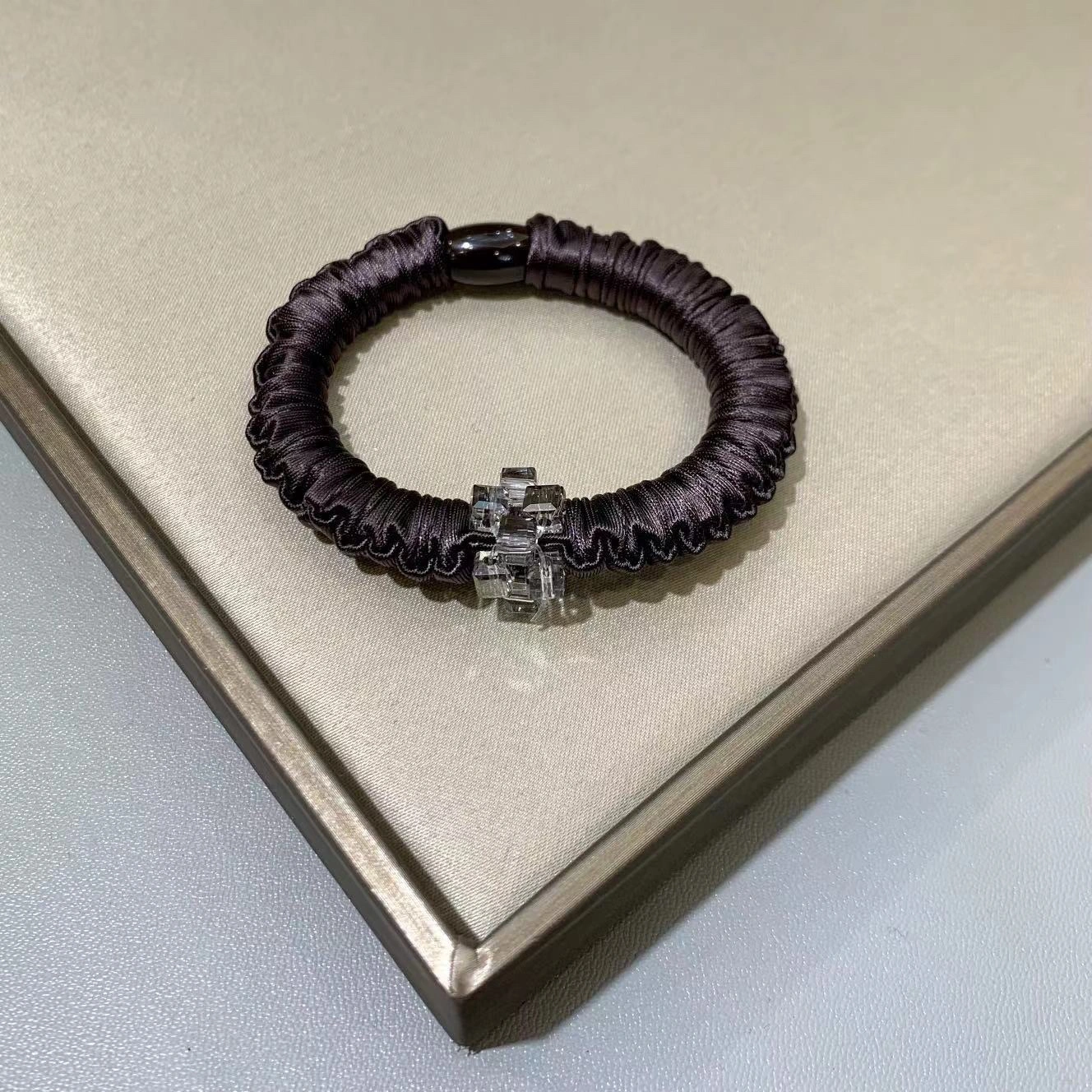 New high-end Korean version facial mask, crystal ring, small intestine hair band, ponytail, hair band, hair accessory detail image 4