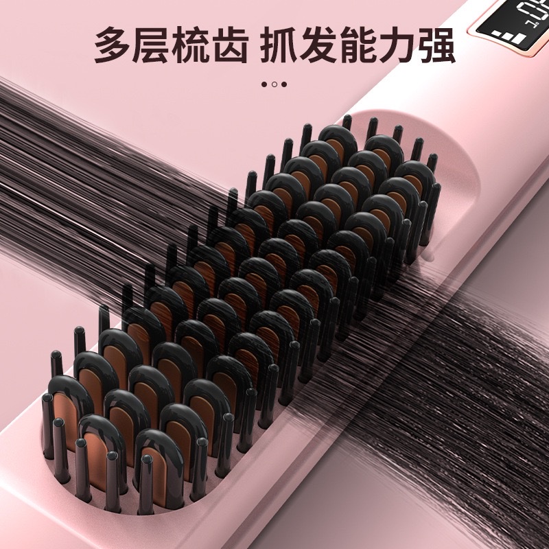 新款跨境现货二合一直发梳卷发负离子液晶显示拉直器直发器卷发器 Specification image