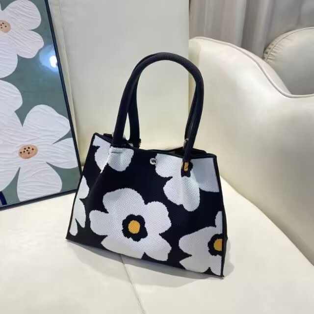 女士草编文艺小挎包 钩编银线拼接编织包 时尚箱包皮具