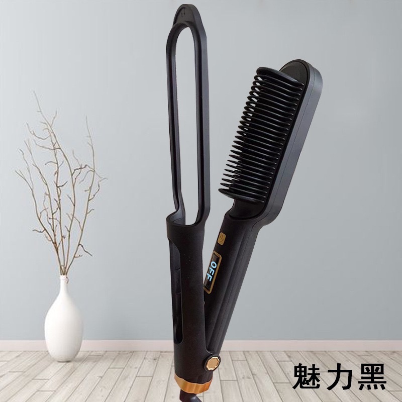 新品跨境液晶负离子直发梳直发器不伤发大卷刘海直烫夹板神器护发  details Picture