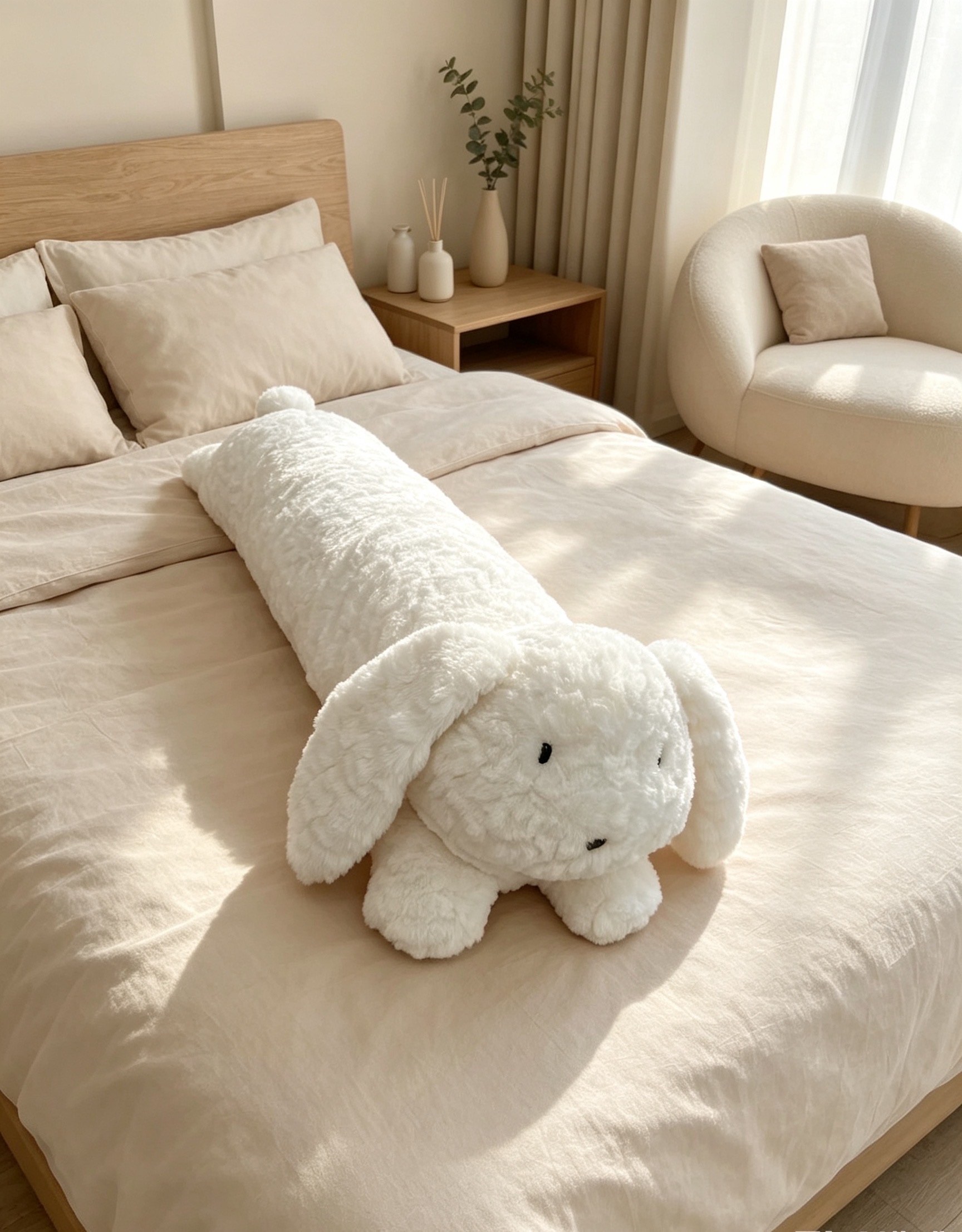 ins Fengyun Duolu Long-eared Rabbit Long Strip Pillow, sleeping doll on the bed, large rabbit doll, sleeping on the side with leg clamping pillow detail image 4