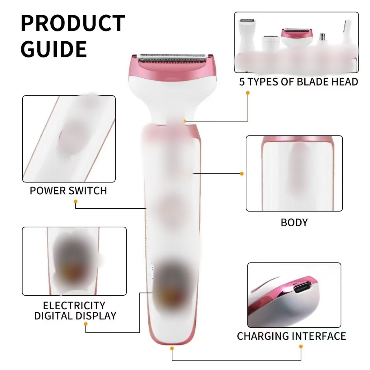 Cross-border four-in-one women's hair remover, electric hair remover, hair removal instrument, women's hair remover Specification image
