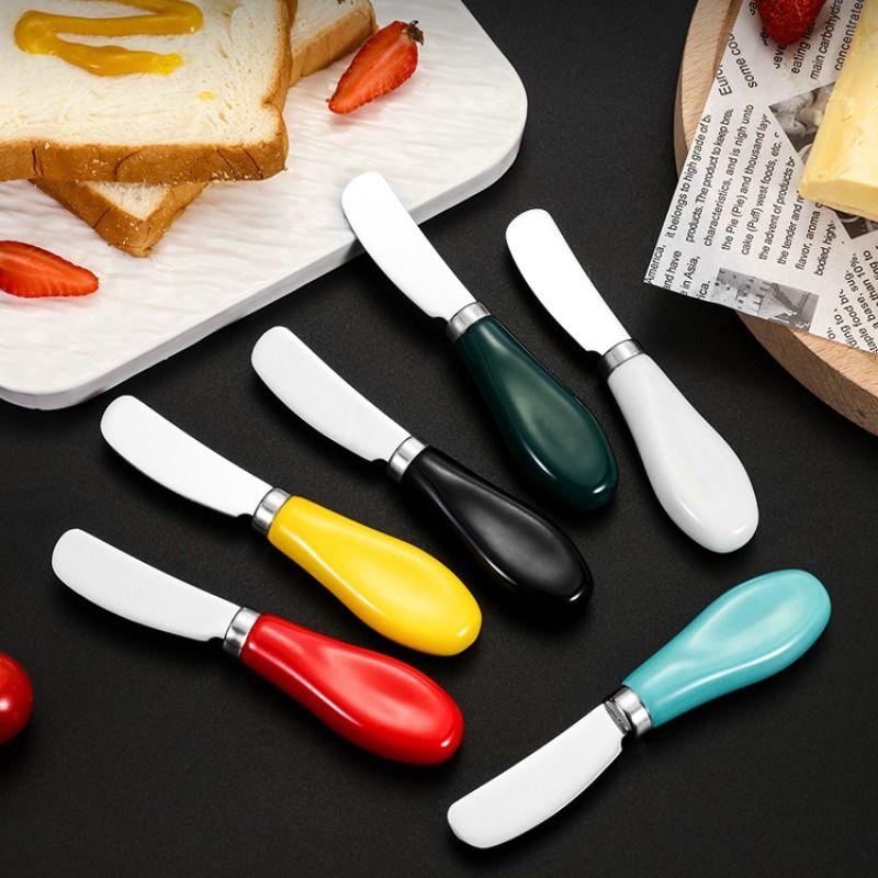 Cross-border 410 stainless steel ceramic handle butter knife, cream knife, bread jam spatula, butter dessert cheese knife pic 1
