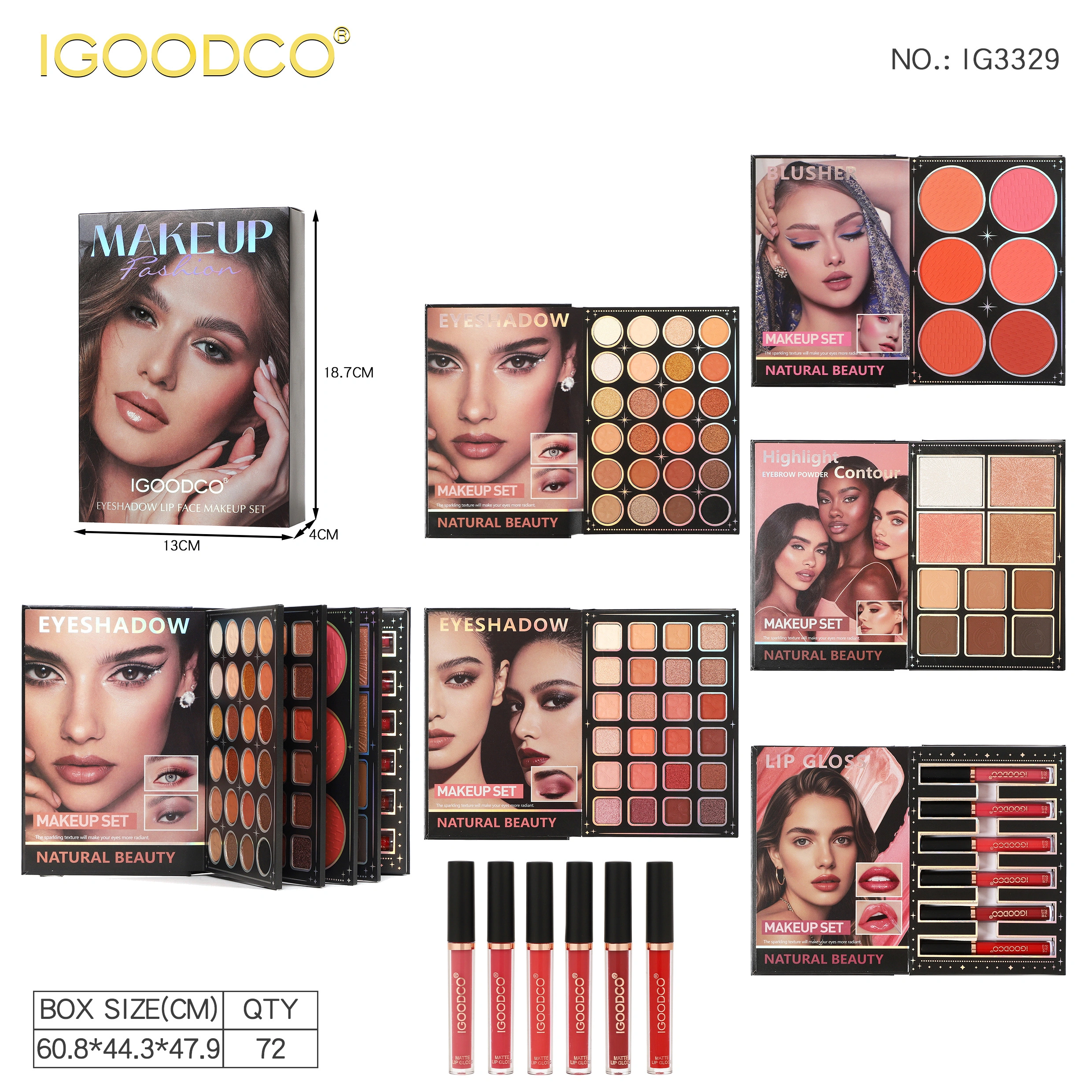 All-in-One Makeup Gift Set Eyeshadow Blush Highlighter Conto detail image 3