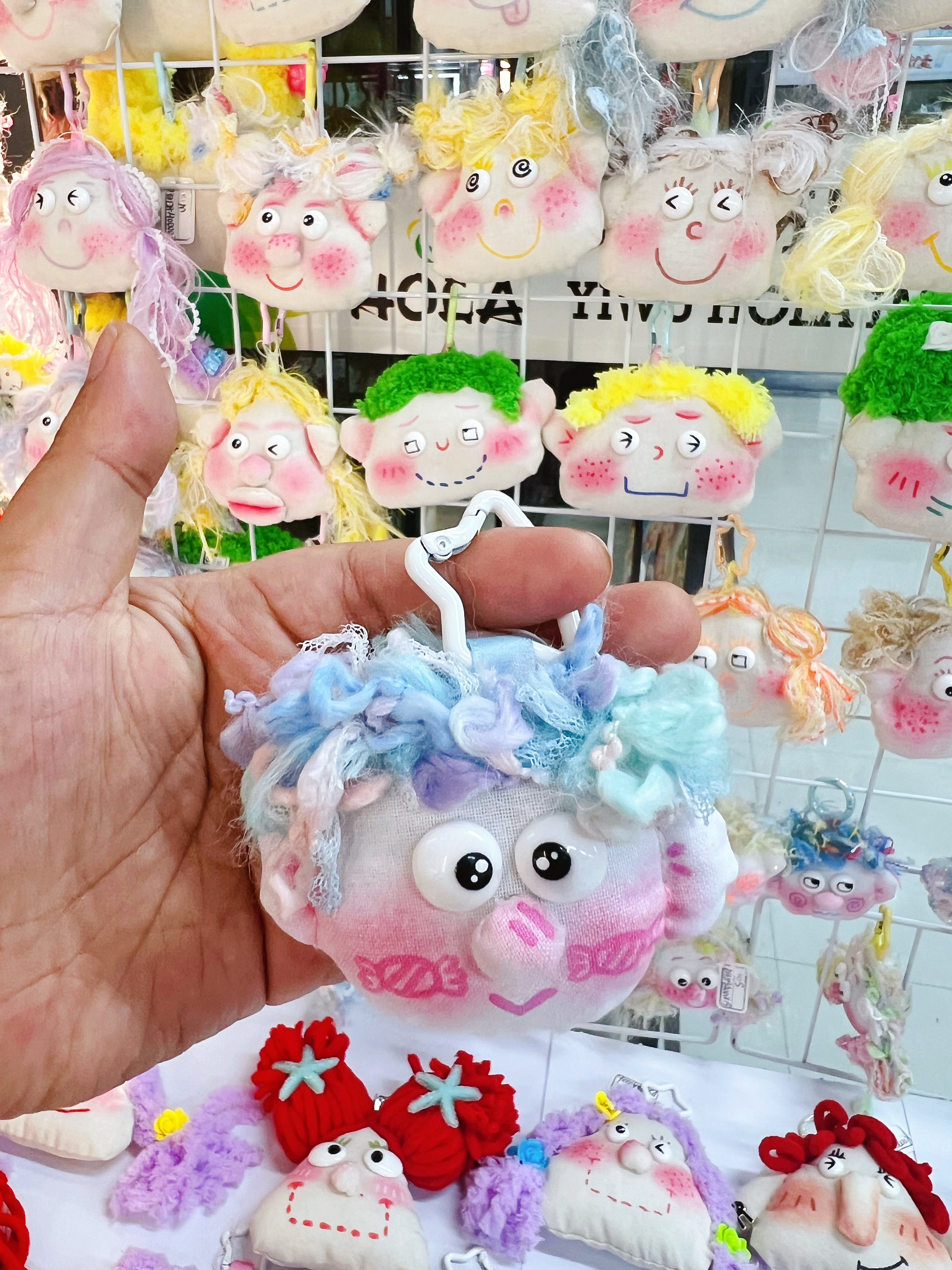布小隅原创包包挂件蓝色卷毛头发